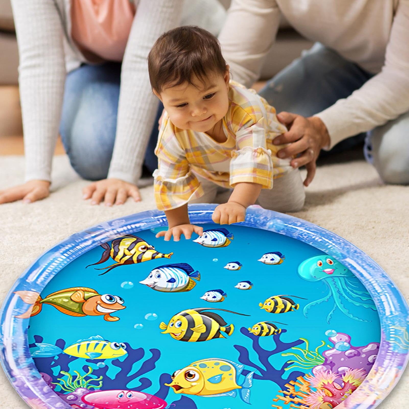 **Inflatable Baby Water Play Mat - Large Sensory Activity Center for Motor Development & Muscle Strengthening | Portable Tummy Time Mat for Infants & Toddlers | Perfect for Indoor & Outdoor Water Play**