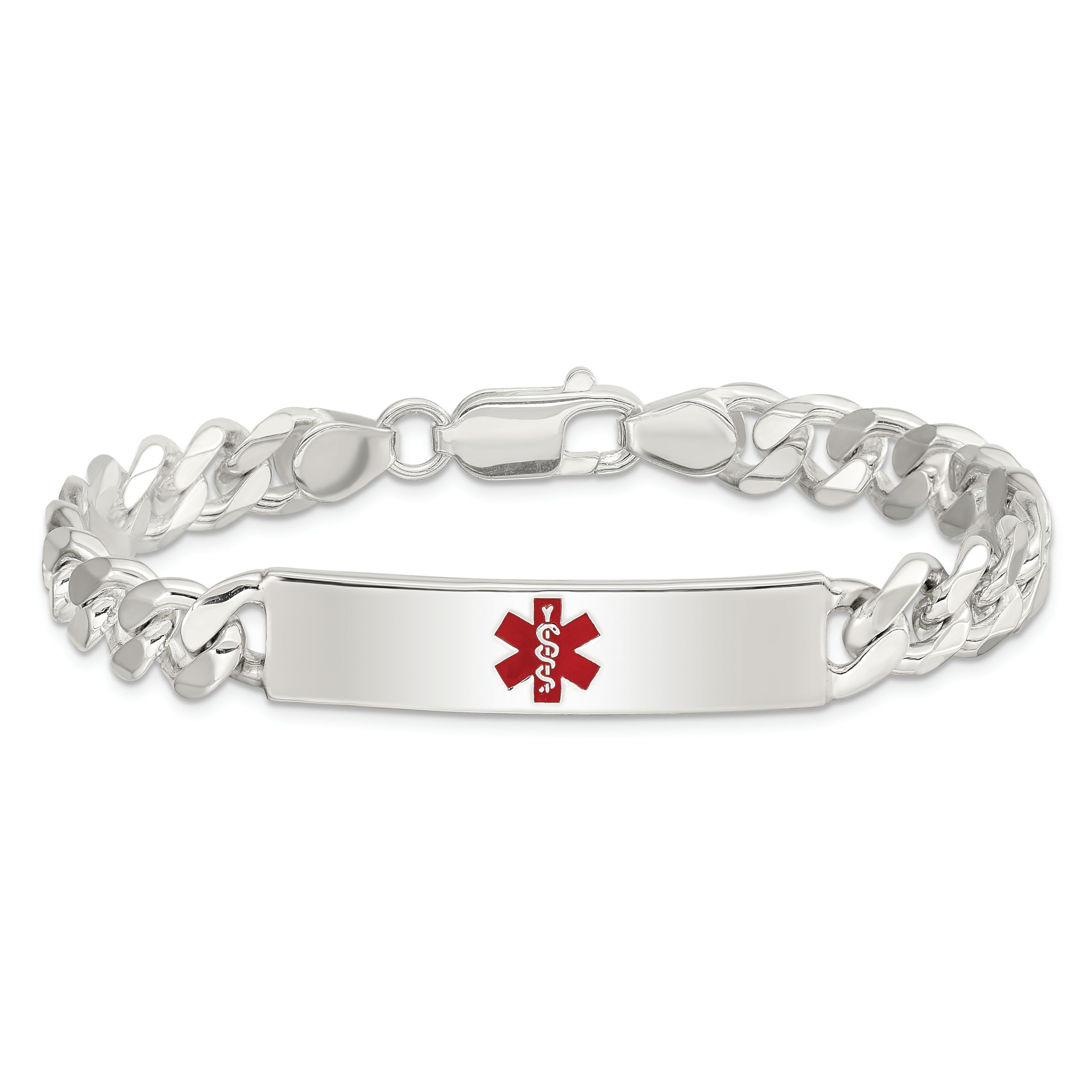 925 Sterling Silver Medical Alert ID Bracelet for Men & Women - Custom Engraved Name & Emergency Info - Curb Link Chain - Perfect for Allergies, Diabetes & Medical Conditions