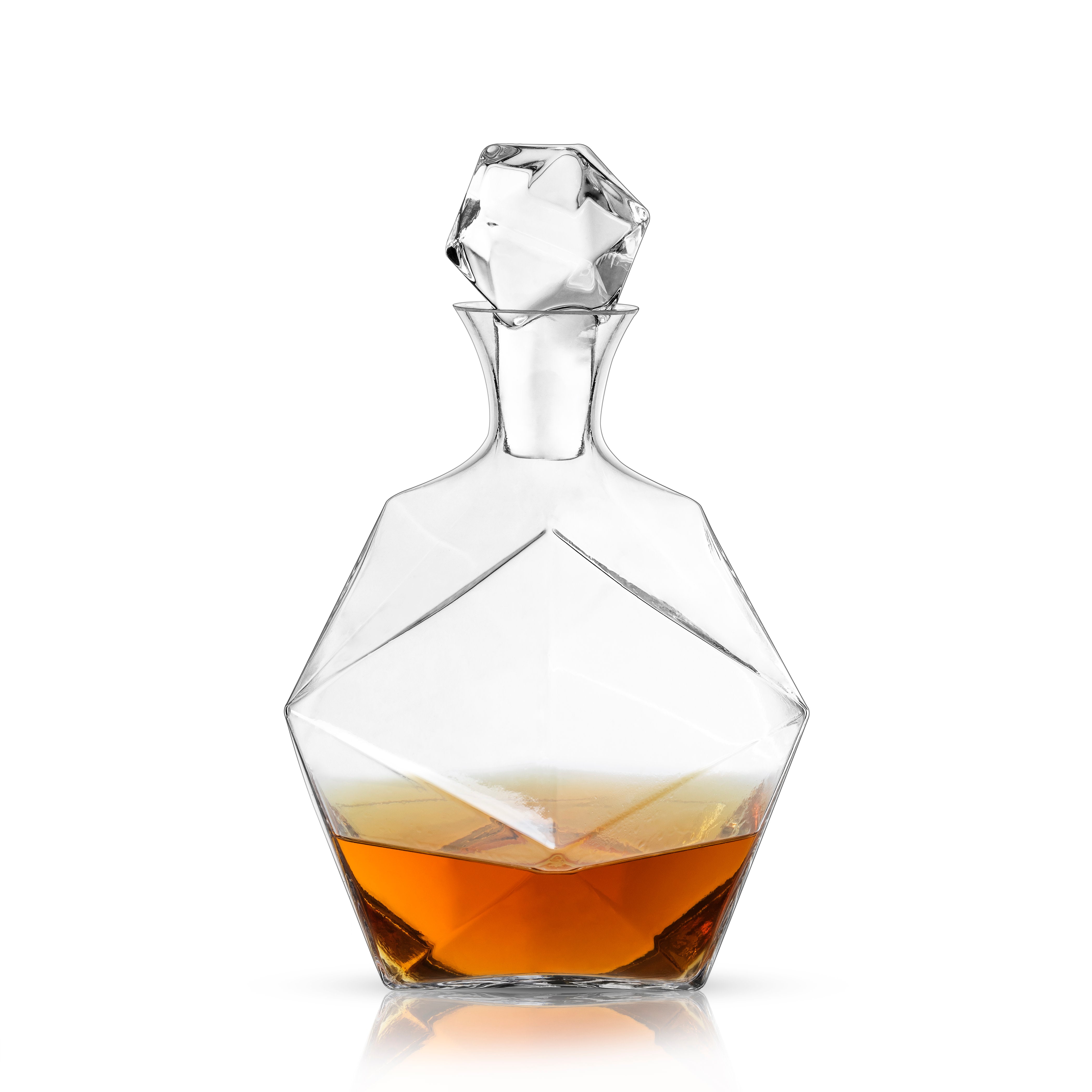 Elegant Seneca Faceted Crystal Liquor Decanter Set - Premium Glass Whiskey & Wine Decanter with Geometric Cut Design - Perfect for Home Bar, Dinner Parties & Gift Giving