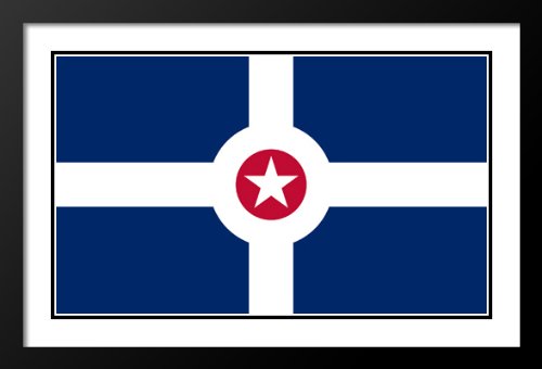 Indianapolis Indiana Flag Wood Framed Photo Print 25x29 - Double Matted Art for Home & Office Decor | Perfect for Living Room, Bedroom, or Office Wall Display