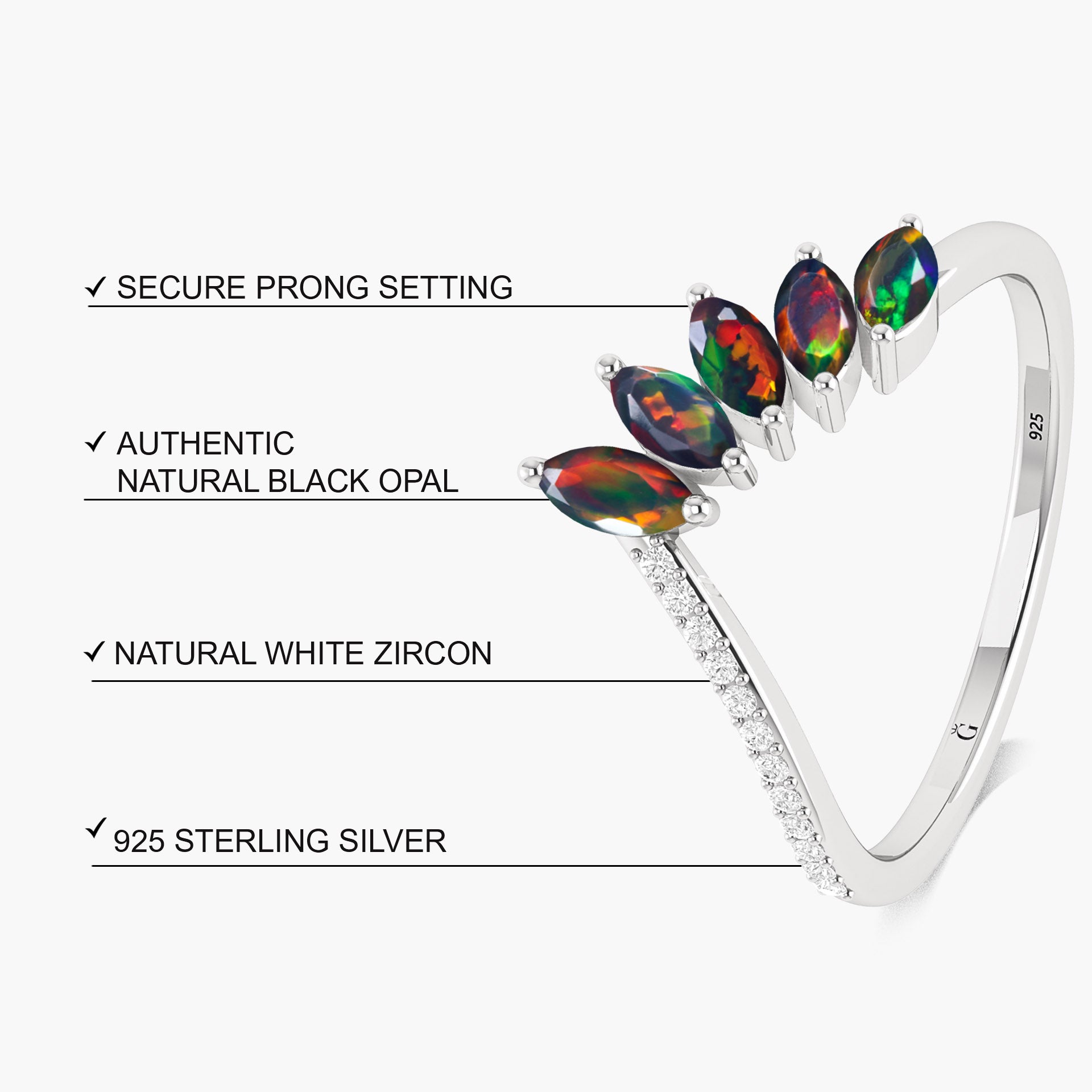 Handcrafted Black Fire Ethiopian Opal Marquise Shape Ring for Women - Elegant Jewelry Gift for Wedding, Anniversary & Special Occasions