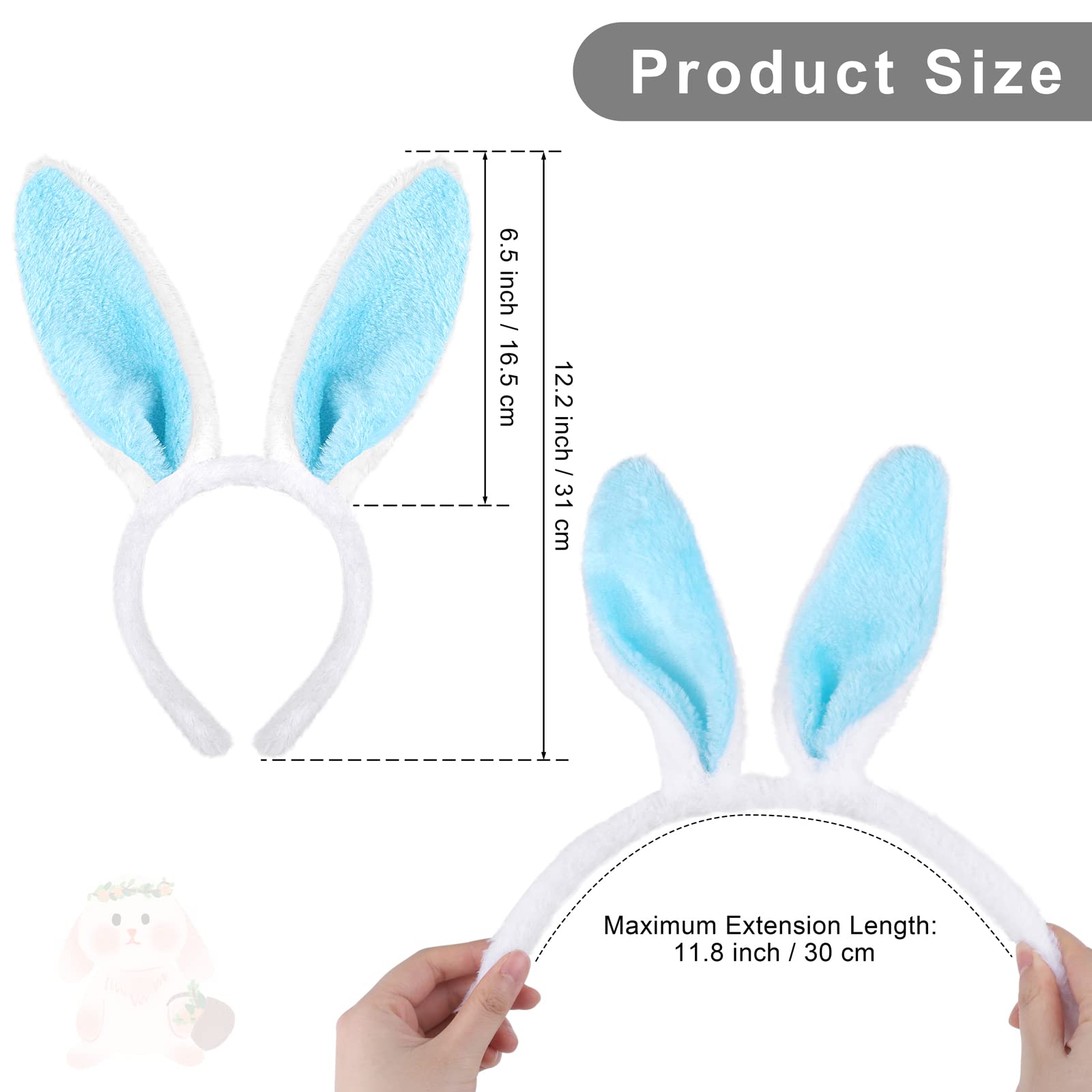 Fovths 8 Pack Plush Bunny Ears Headband - Soft Easter Bunny Costume Hair Accessories for Women & Kids - Perfect for Easter Party, Spring Festival, Photo Props & Themed Events