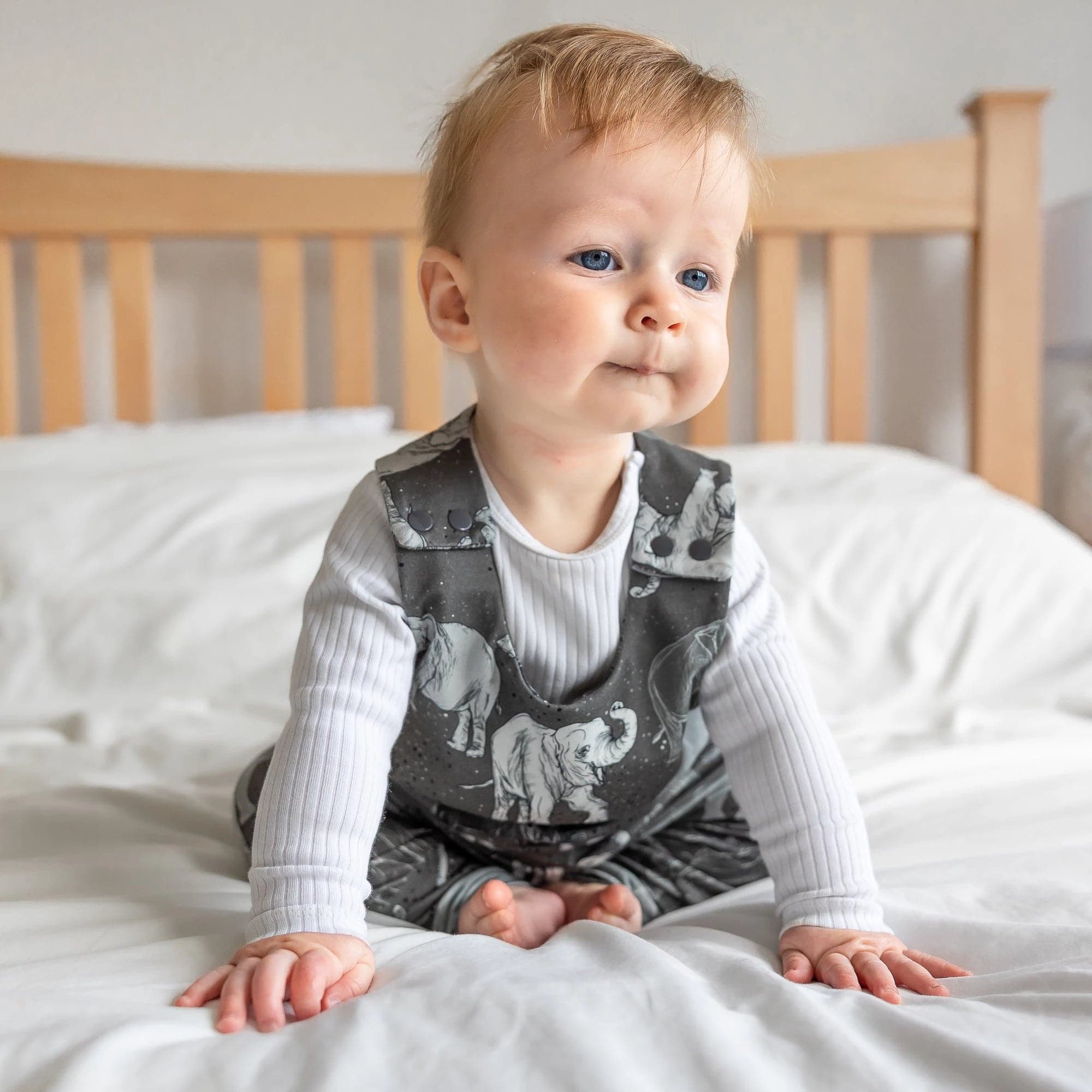 Organic Cotton Baby & Toddler Dungarees with Cute Elephant Design - Soft, Comfortable Overalls for Playtime, Daycare & Outdoor Adventures