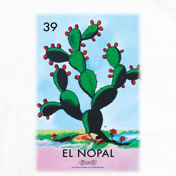 Pop Threads El Nopal Cactus Loteria Card Mexican Graphic T-Shirt for Men - Vintage Latino Style Cotton Tee - Perfect for Cinco de Mayo, Hispanic Heritage Month & Casual Wear