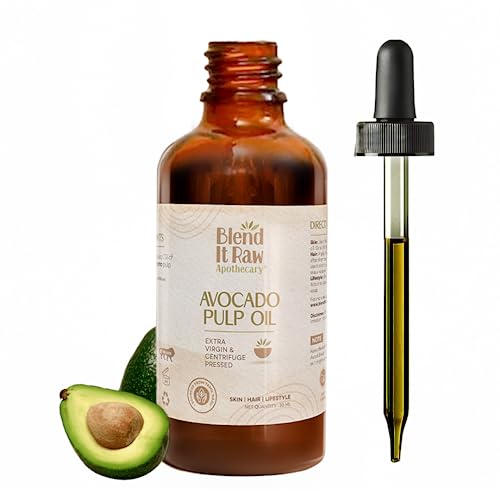 Blend it Raw Apothecary Cold Pressed Avocado Oil for Hair & Skin - 100% Pure Carrier Oil for Curly Hair Growth, Dry Skin Moisturizer, Face & Body Massage | Rich in Oleic Acid (30ml) | Perfect for DIY Beauty Recipes & Aromatherapy
