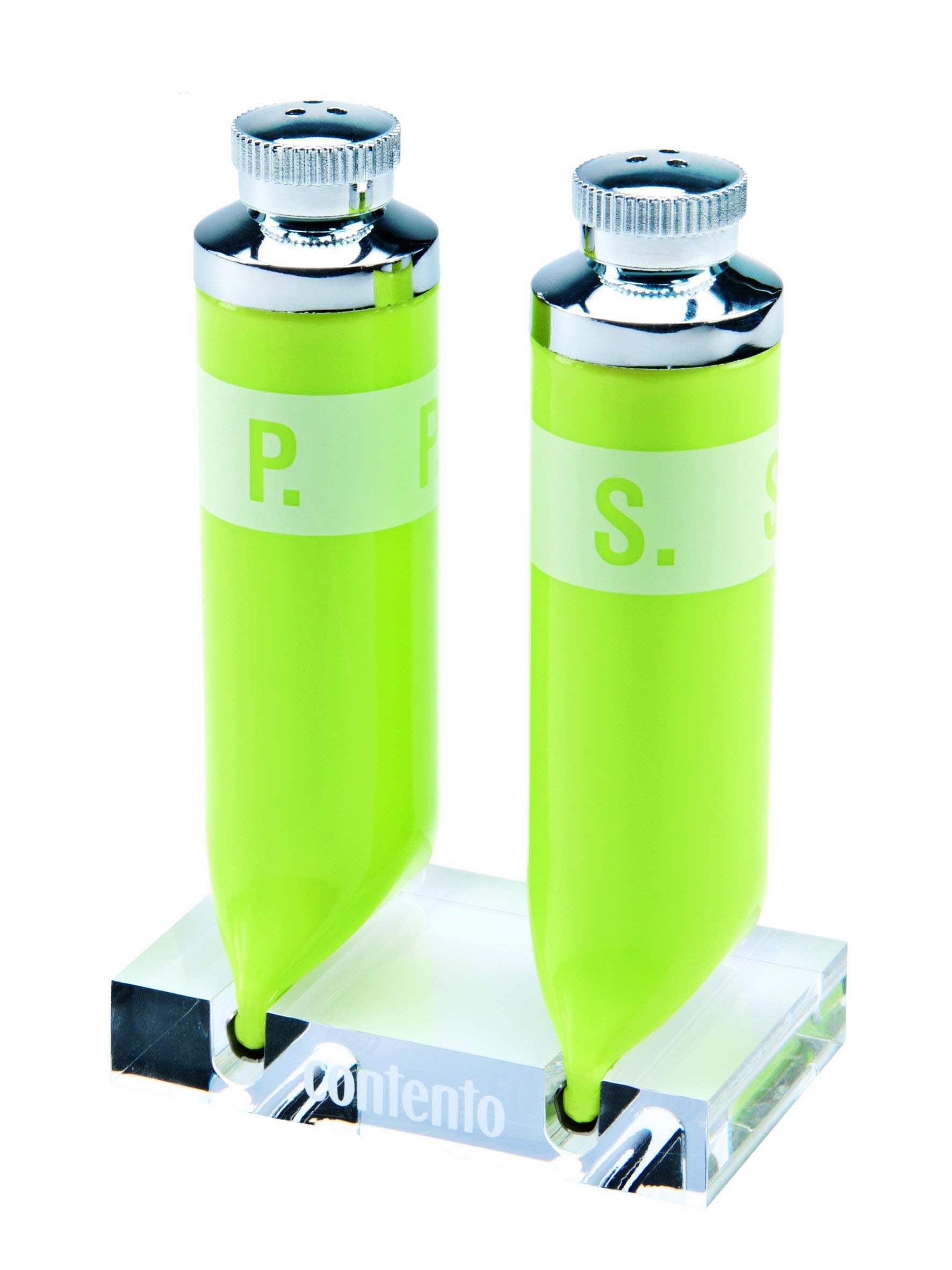 Contento 4028126188071 Green Pepper & Salt Shaker Set - Durable Kitchen Spice Dispenser for Home, Restaurant & Outdoor Dining - Perfect for Tabletop Seasoning & Cooking Essentials