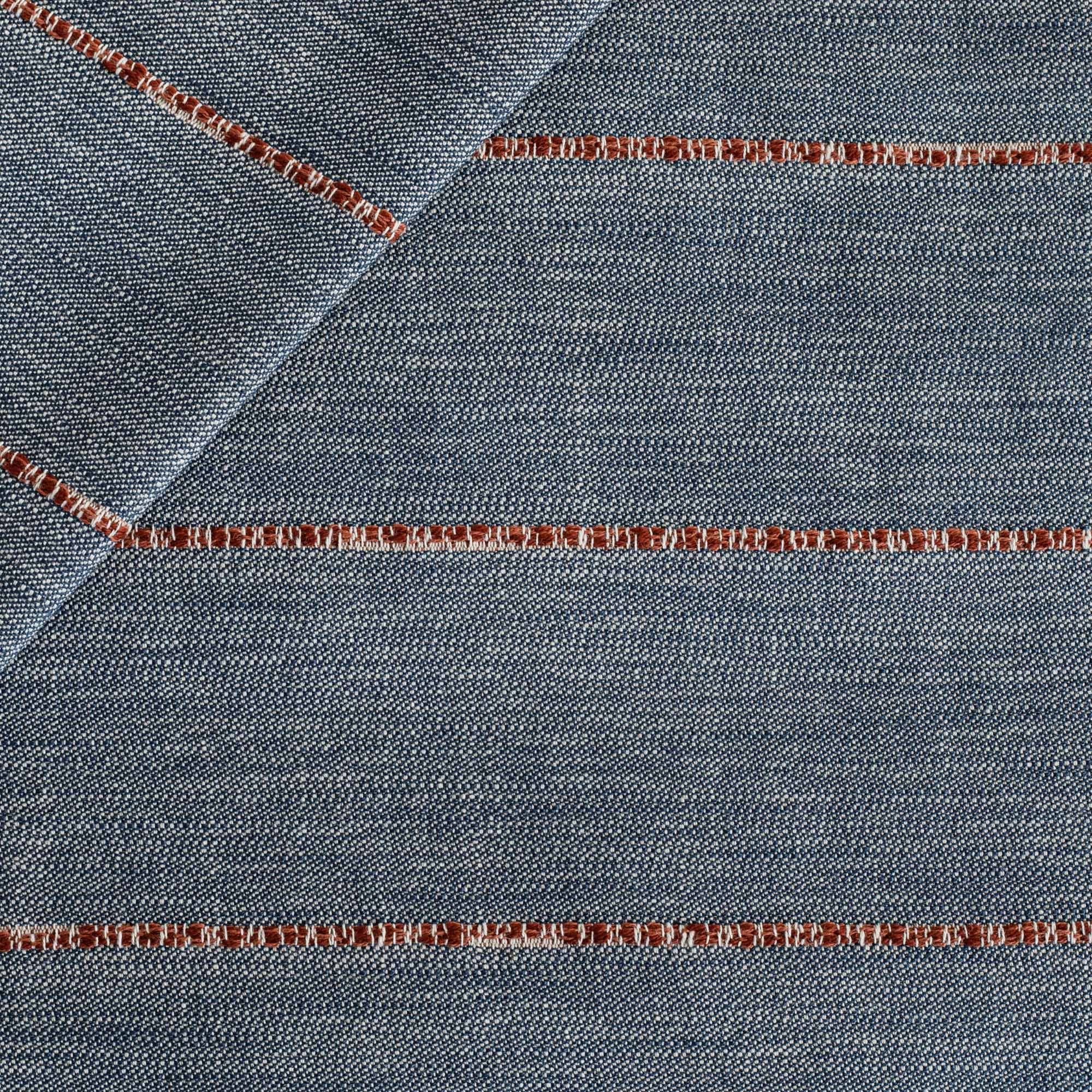 Brooklyn Stripe Cotton Throw Blanket - Navy & Rust Color - Soft & Cozy for Bed, Sofa, or Outdoor Use