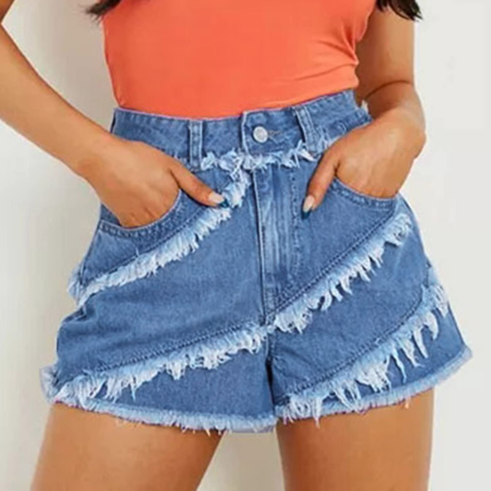 Stylish Fringed Denim Shorts for Women & Teen Girls - High Waisted Baggy Jean Shorts with Pockets | Perfect for Streetwear, Summer Outfits & Casual Dressy Looks