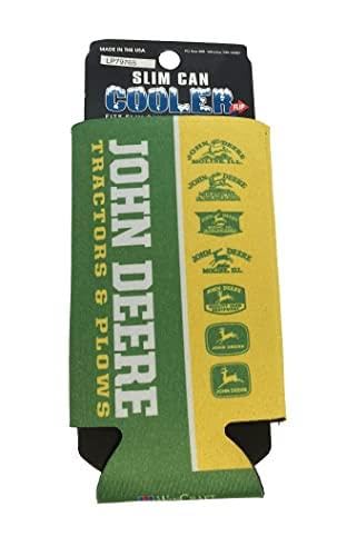 John Deere Green Vintage Logo Slim Can Cooler - LP79765 | Insulated Beer & Soda Can Holder for Camping, Tailgating & Outdoor Activities