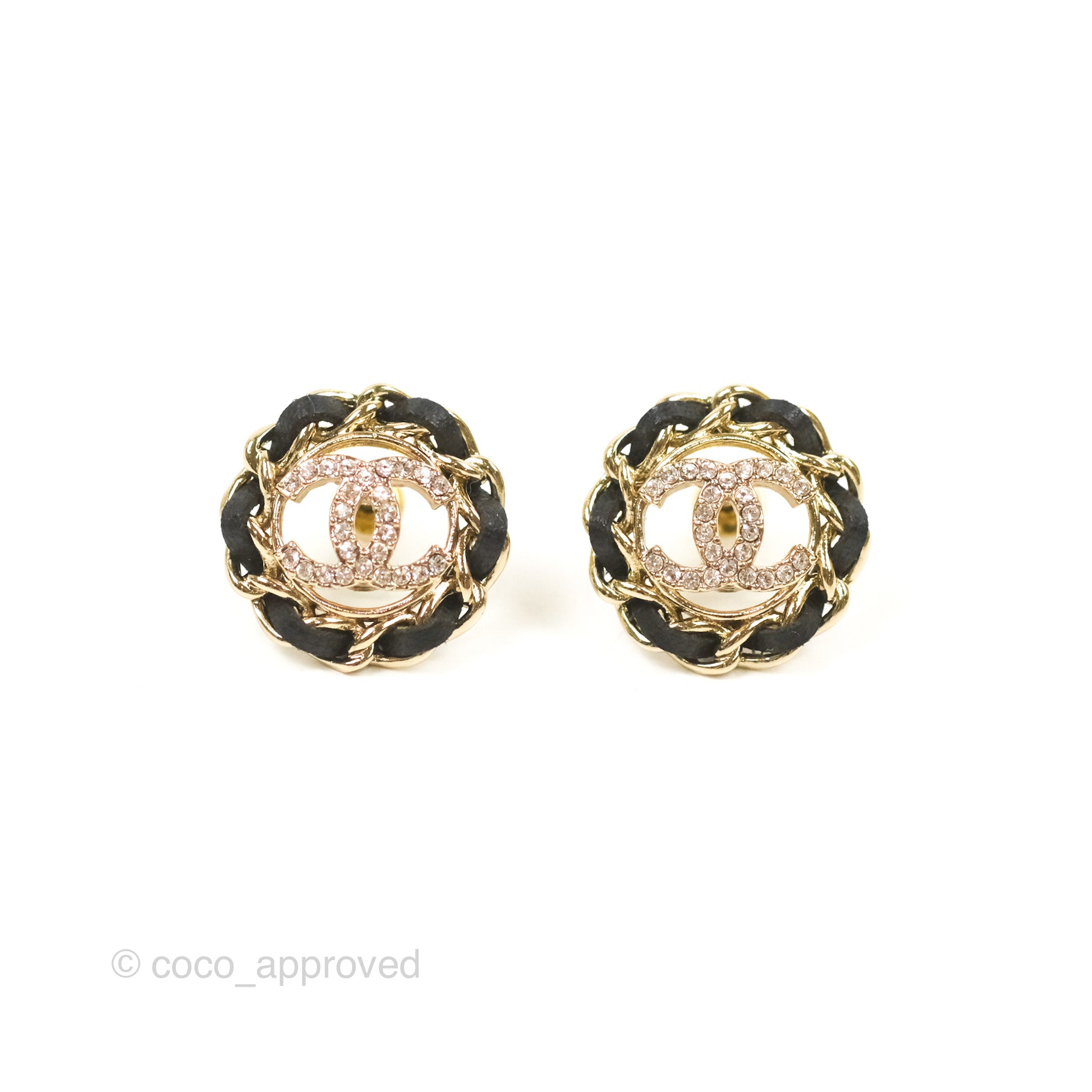 Chanel CC Crystal Woven Round Earrings Gold Tone 22S - Luxury Fashion Jewelry for Women, Elegant Party & Evening Wear Accessories