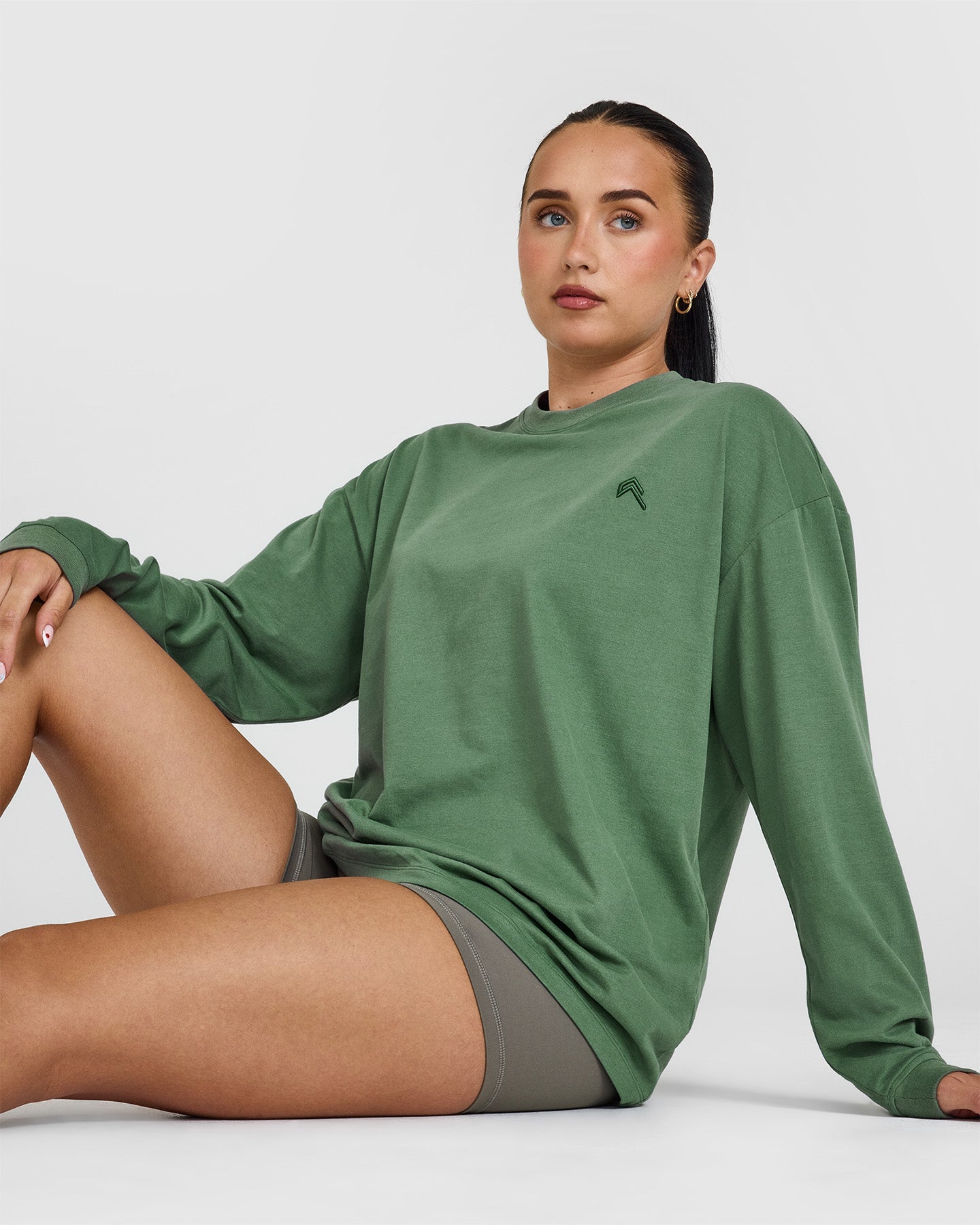 Classic Oversized Lightweight Long Sleeve T-Shirt for Women - Soft Washed Forest Green Cotton Top | Casual Wear, Layering, Fall Outfits