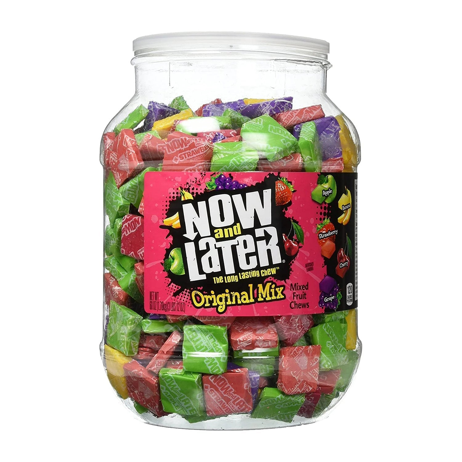 Ferrara Now and Later Original Mix Candy Tub | 60oz Bulk Candy for Parties, Halloween, Office Snacks & Movie Nights