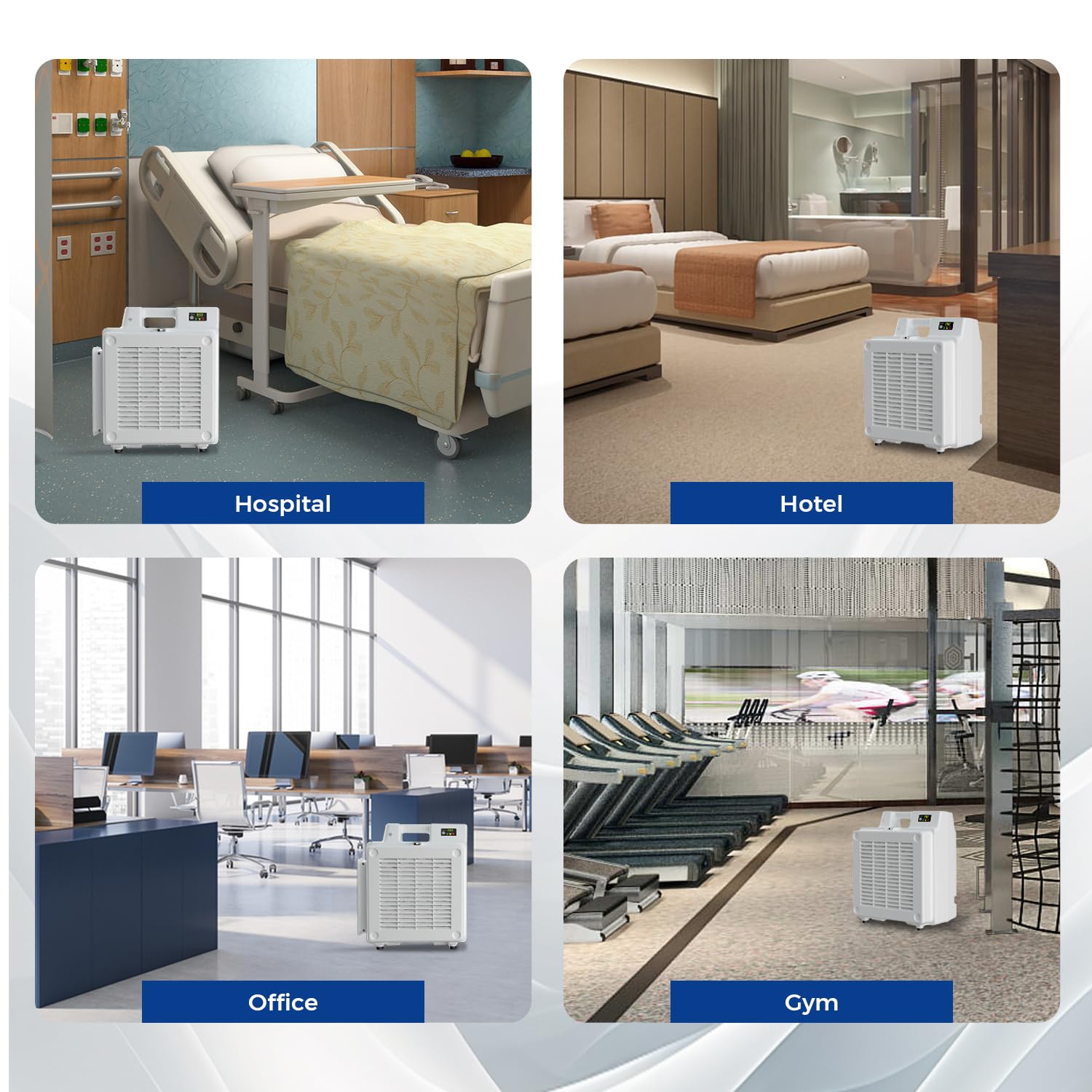 XPOWER X-2830 Commercial Air Purifier & Scrubber - 550 CFM Negative Air Machine with 4-Stage HEPA + Carbon Filtration, 5-Speed Settings, PM2.5 IAQ Meter & Timer - White - Ideal for Offices, Hospitals, and Industrial Spaces