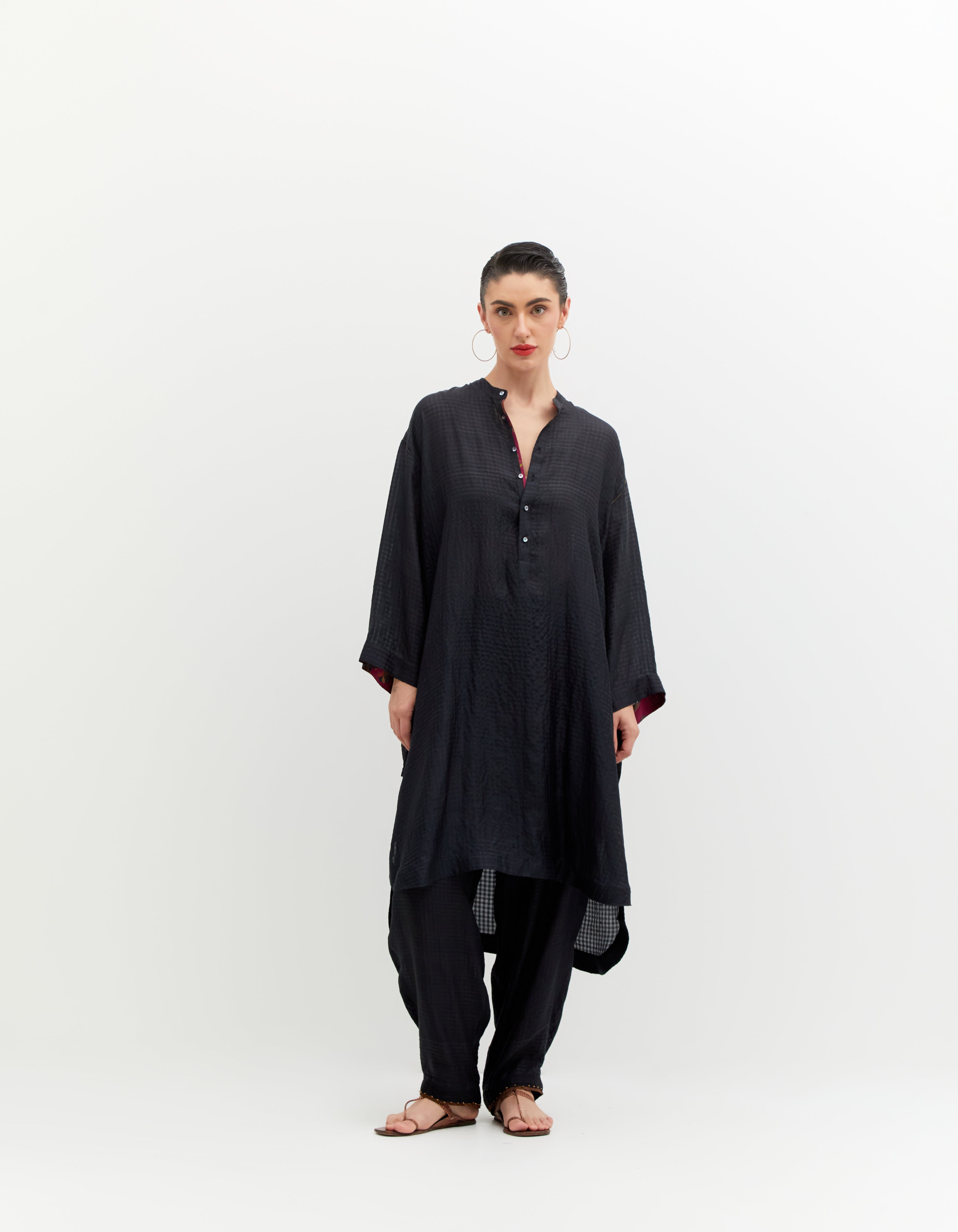 SD Aisha Salwar Silk Check Black - Elegant Indian Traditional Outfit for Women | Perfect for Festivals, Weddings & Special Occasions