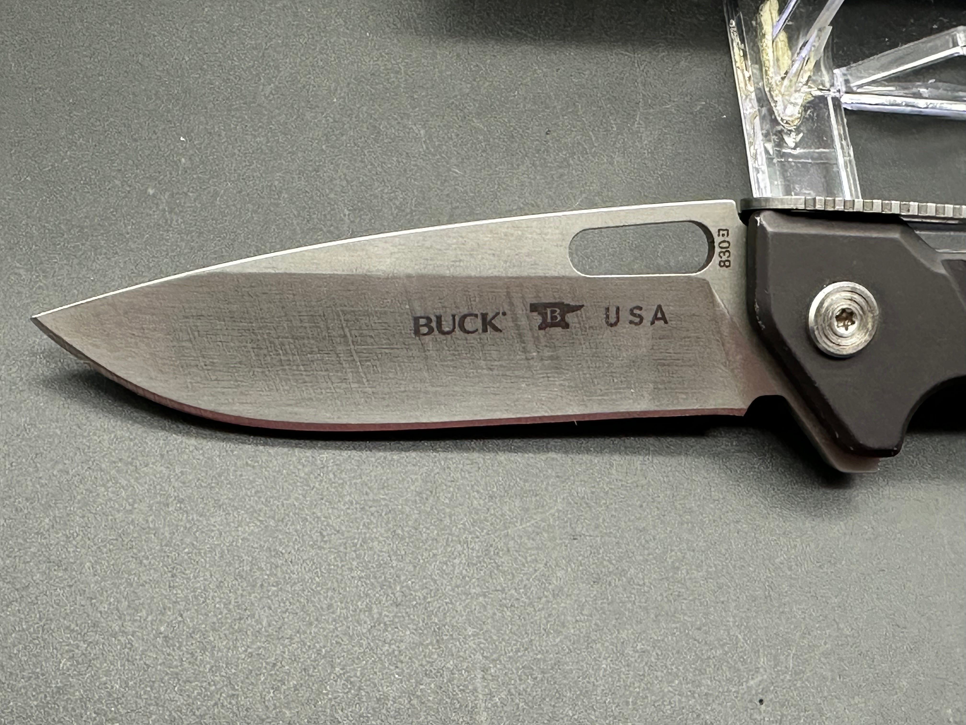 Buck 830 Marksman Folding Knife - 154CM Stainless Steel Blade with Aluminum Scales - Ideal for Hunting, Camping & Outdoor Adventures