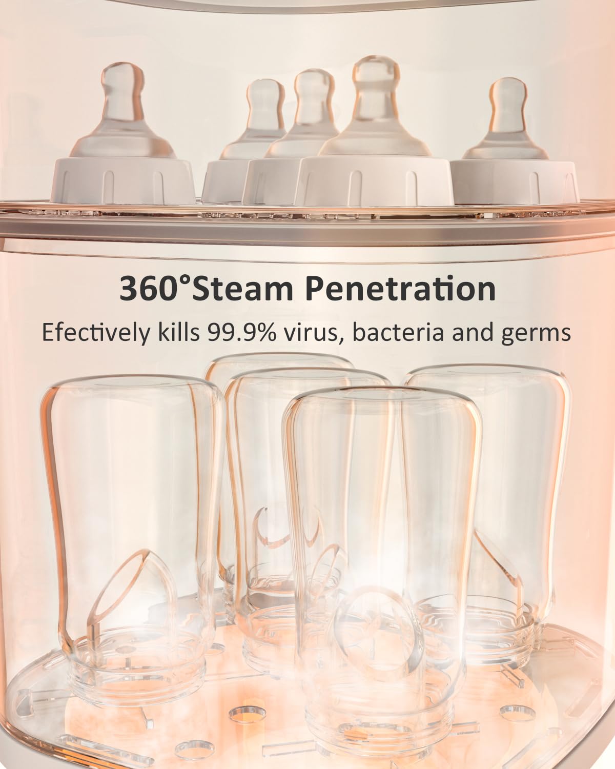 HAUTURE Electric Baby Bottle Sterilizer - Fast Steam Sanitizer for Bottles, Pacifiers & Breast Pump Accessories | One-Touch Operation | Newborn Essentials | Perfect for Home, Nursery & Travel Use