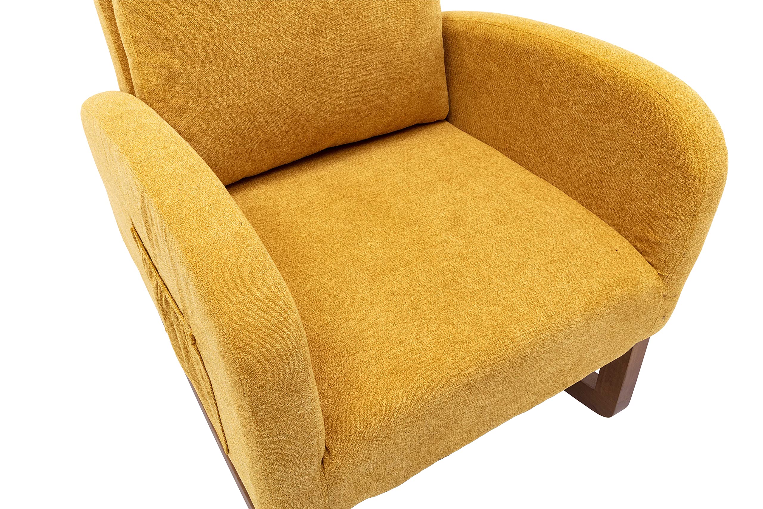 Modern Rocking Chair Nursery Glider Recliner - High Back Cushion Accent Chair for Baby Nursery, Kids Room & Living Room - Comfortable Indoor Lounge Rocker with Pocket - Perfect for Breastfeeding, Reading & Relaxing (Yellow)