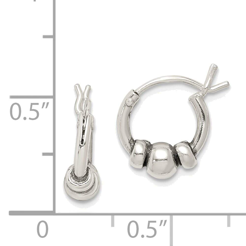 Antiqued Solid Sterling Silver Beaded Hoop Earrings for Women | Vintage Style Jewelry | Perfect for Parties, Weddings & Everyday Wear