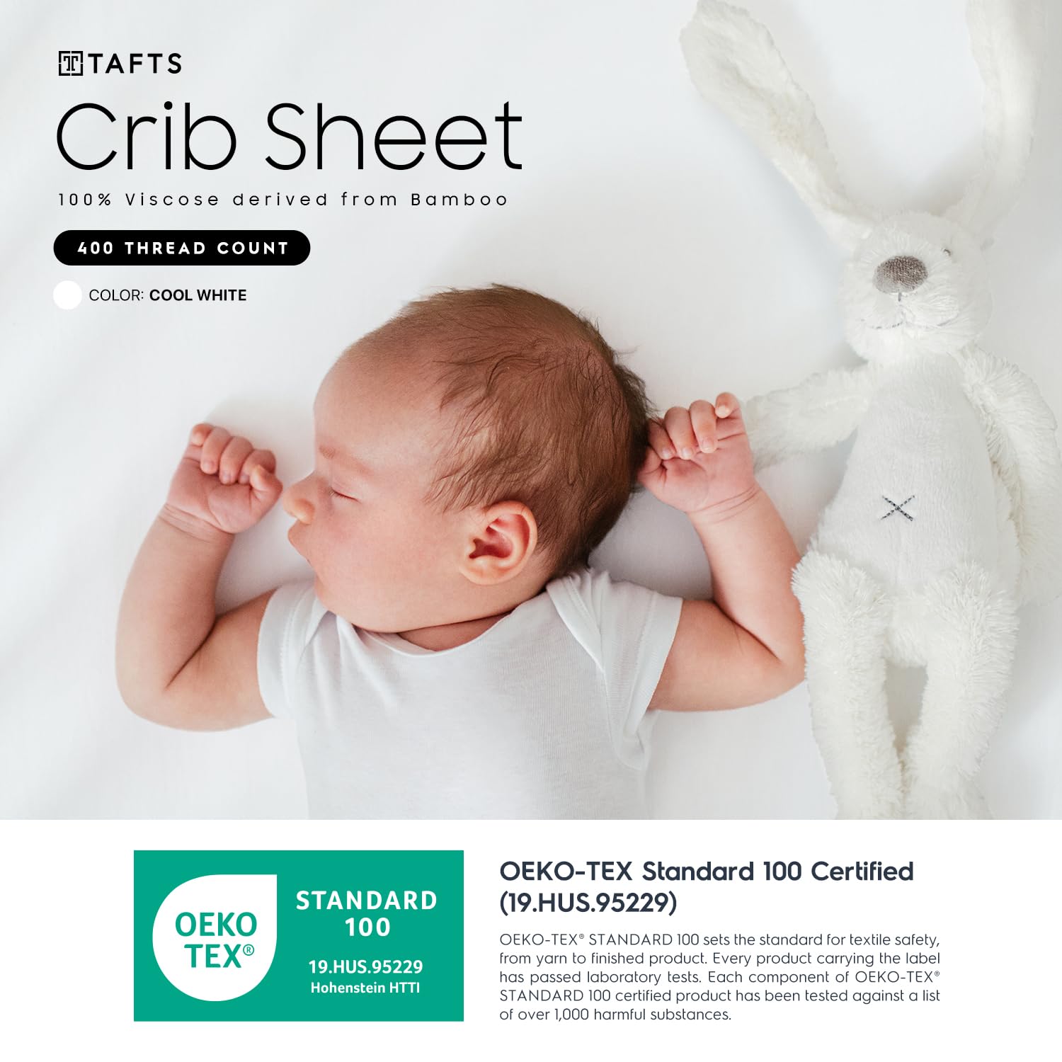 TAFTS Organic Bamboo Viscose Fitted Crib Sheets - 2 Pack (28