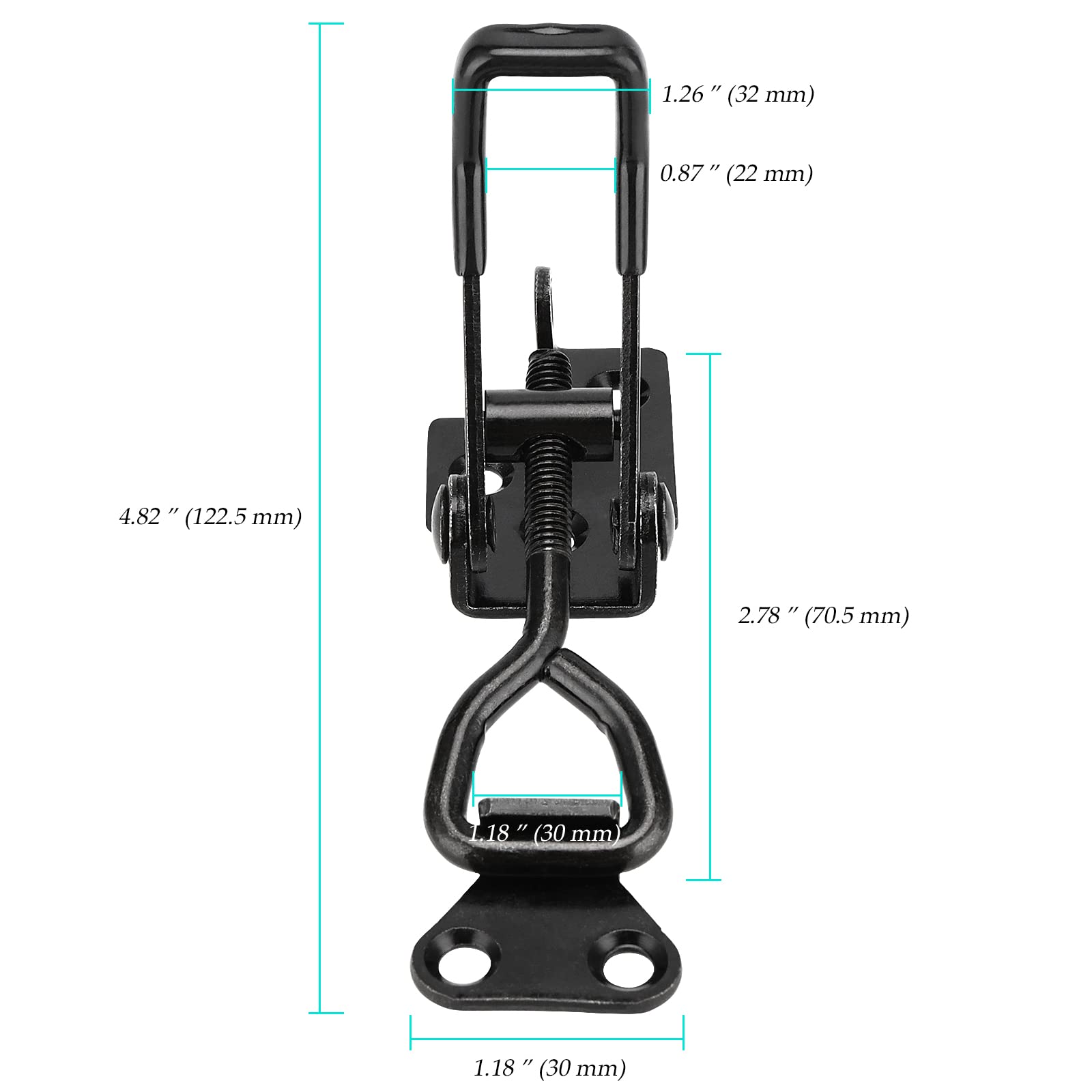 4 Pack Black Toggle Latch Clamp - 4002 Style Pull Action Quick Release Latch with Lock Hole, Adjustable Toggle Clamps for Trunk, Jig, Door, Toolbox - Perfect for Woodworking, Automotive & DIY Projects