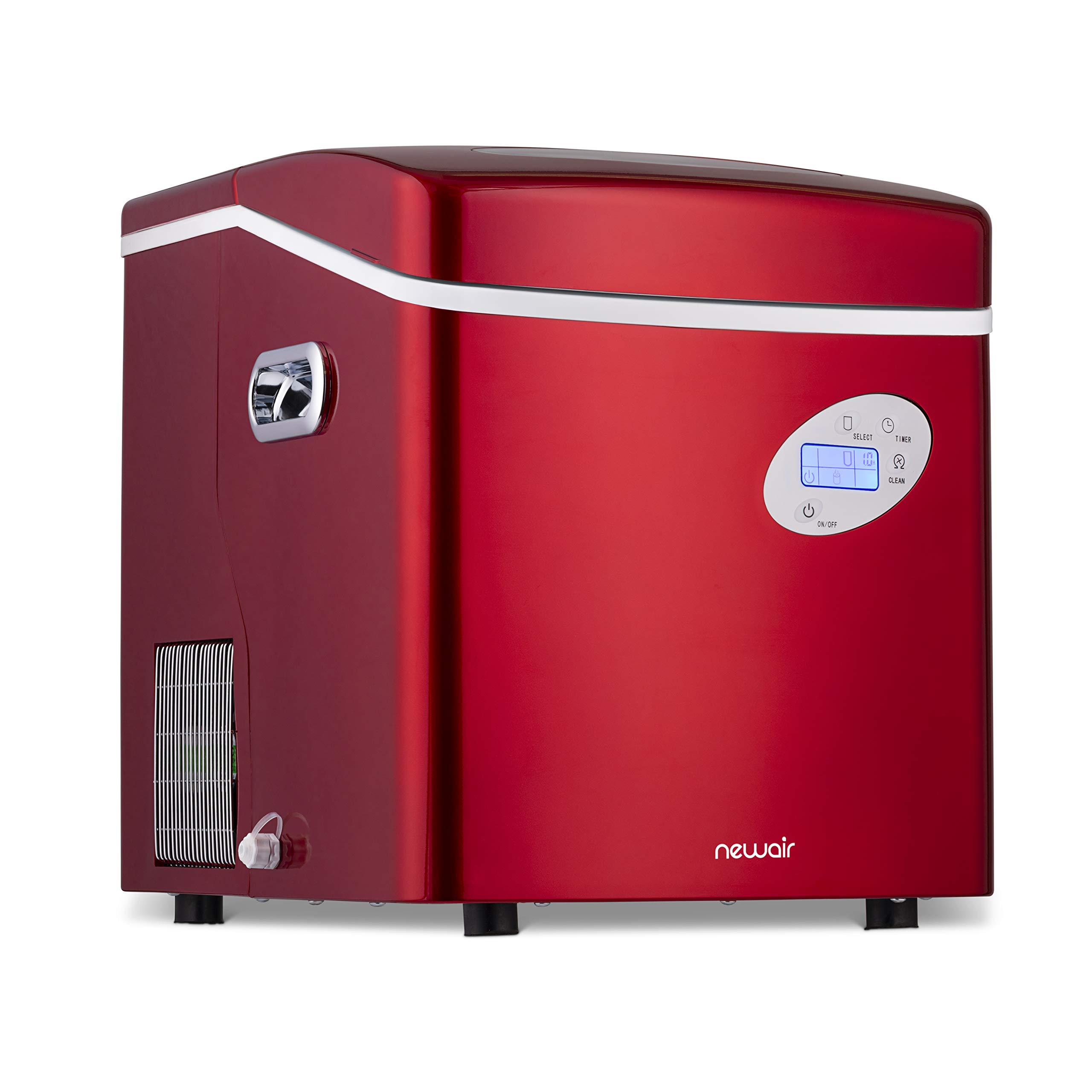 NewAir Portable Ice Maker - 50 lbs Daily Output, Red, 3 Ice Size Options | Perfectware PW Icebags-DS-100ct (10lb Drawstring Ice Bags, 100 Count) | Compact Countertop Ice Machine for Home, Office, RV, and Outdoor Parties