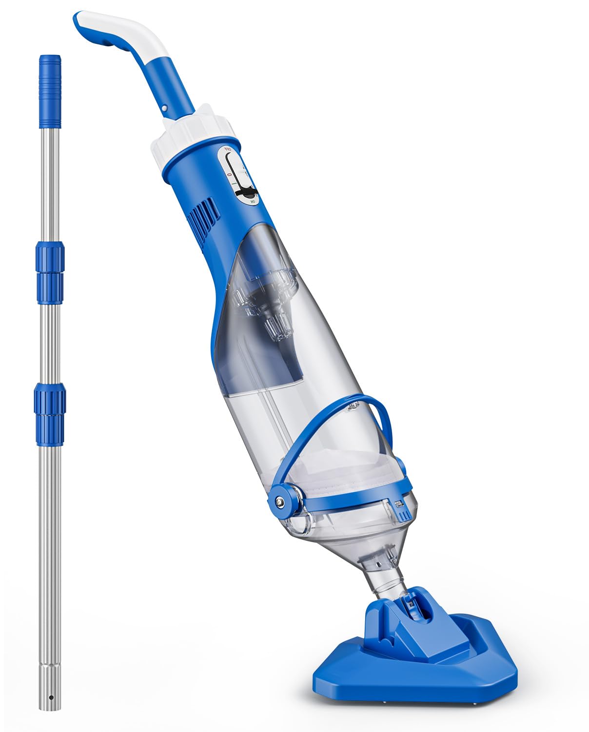 Cordless Pool Vacuum Cleaner with Telescopic Pole - 18.5 GPM Powerful Suction, 1.5H Supercharge Technology | Rechargeable Handheld Pool Cleaner for Above Ground & Inground Pools, Hot Tubs, Spas | Perfect for Quick Cleaning & Maintenance