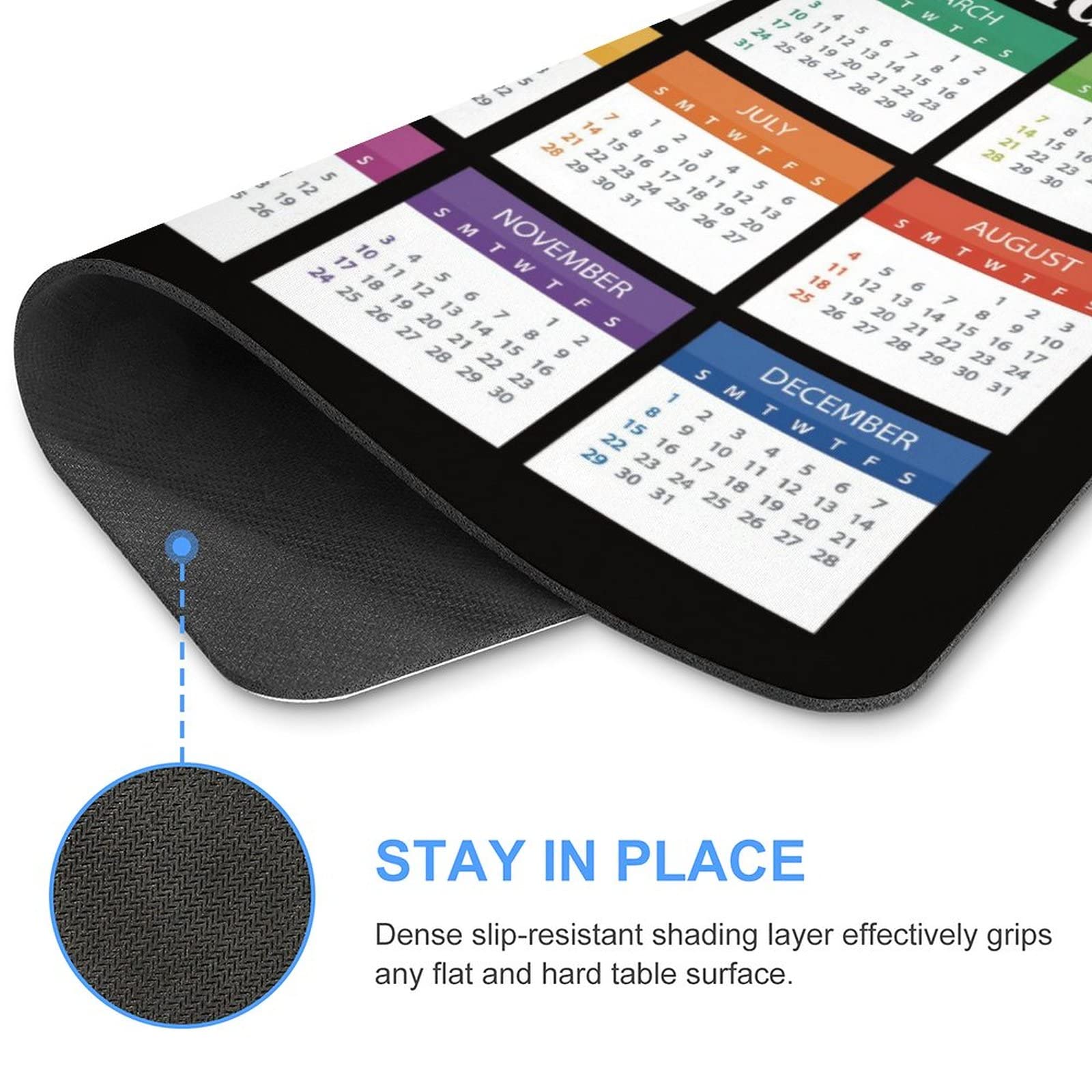 2024 Calendar Mouse Pad - Personalized Gaming Mouse Mat with Non-Slip Rubber Base for Women & Girls - Office Computer Laptop Accessory (Black) - Perfect for Work, Gaming & Home Decor