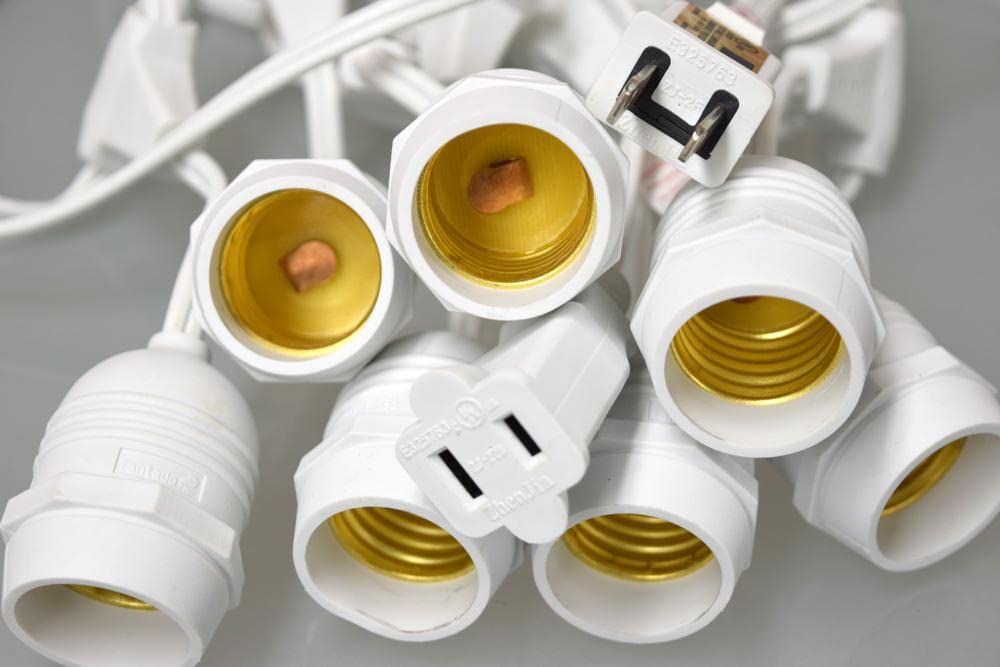 10 Pack Shatterproof LED String Lights Outdoor - 21FT Weatherproof White Cord with E26 Socket, Commercial Grade SJTW for Patio, Garden, Backyard, Wedding & Party Decor - PaperLanternStore.com