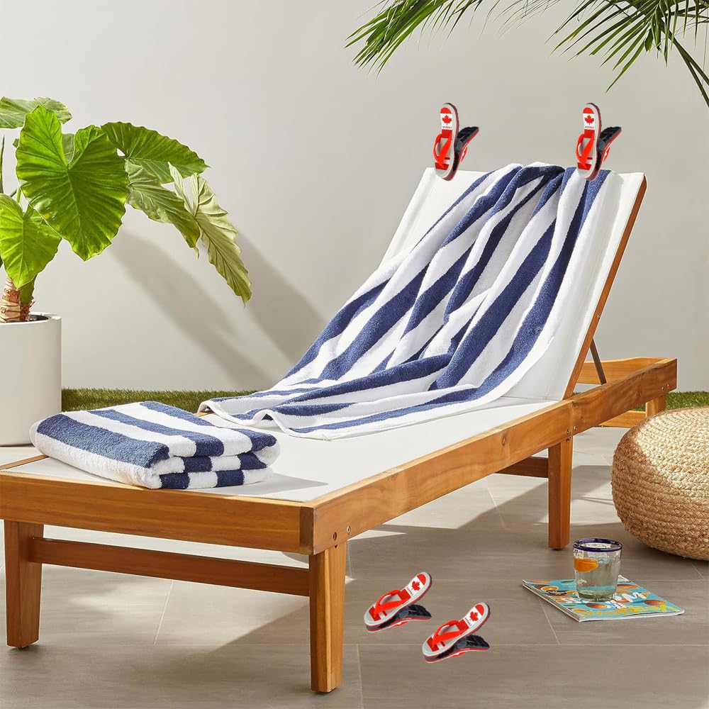 4 Pack RUIFUNETEK Canada Maple Slippers Beach Towel Clips - Heavy Duty Pool Towel Clips for Lounge Chairs, Large Clothes Pins & Quilt Clips - Perfect for Beach, Poolside, Camping & Outdoor Activities