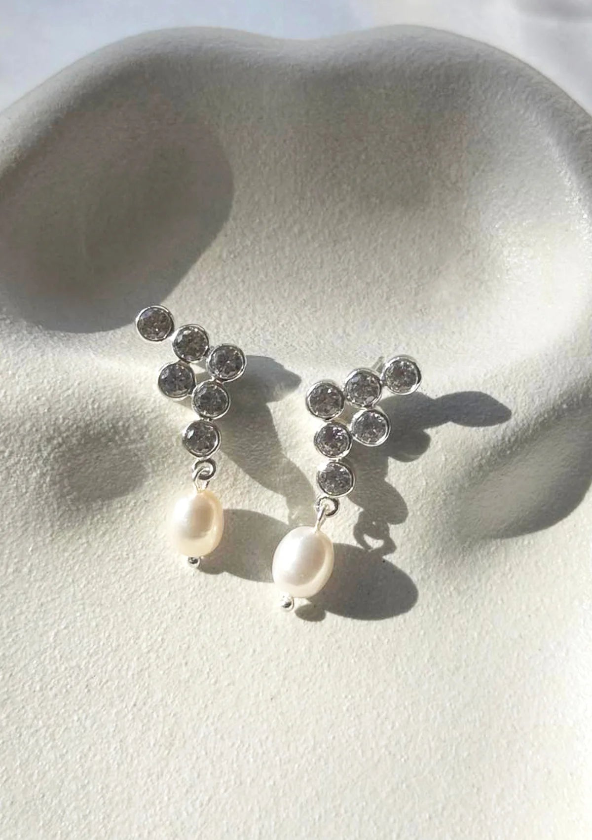 Lola Knight Elena Crystal & Pearl Bridal Drop Earrings - Sterling Silver Wedding Jewelry for Brides, Bridesmaids, and Formal Occasions