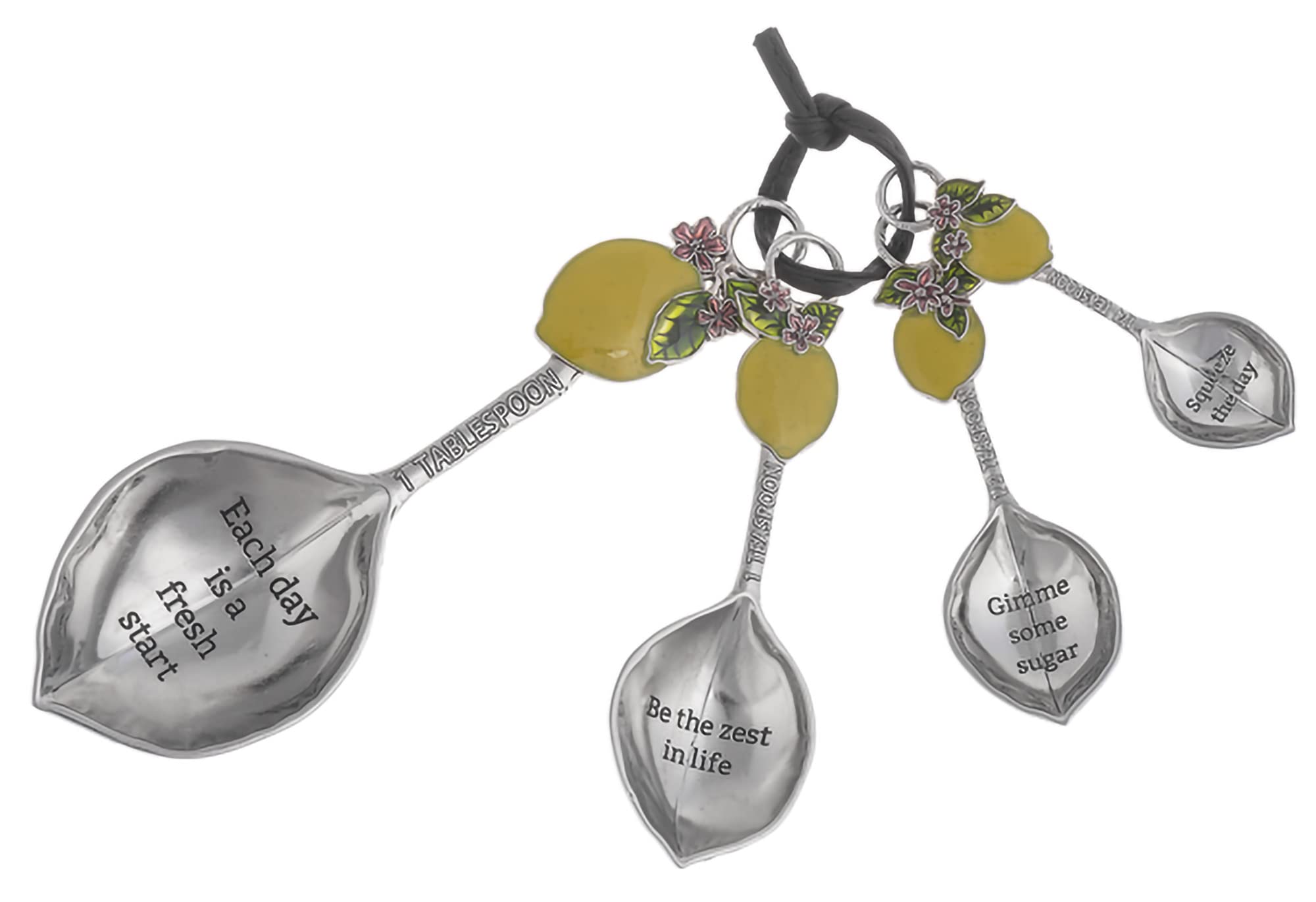 Ganz 4-Piece Measuring Spoons Set with Zesty Lemon Design - Stainless Steel Kitchen Measuring Tools for Baking, Cooking & Coffee - Perfect Gift for Home Chefs