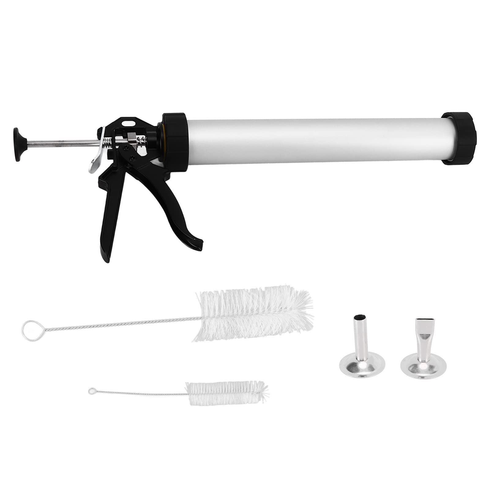 Jerky Gun 15in Beef Stick Maker - Easy Cleaning Cooking Tool Set with Round & Flat Nozzles for Homemade Snacks | Perfect for DIY Jerky, Sausages & Meat Snacks at Home, Camping or BBQ Parties
