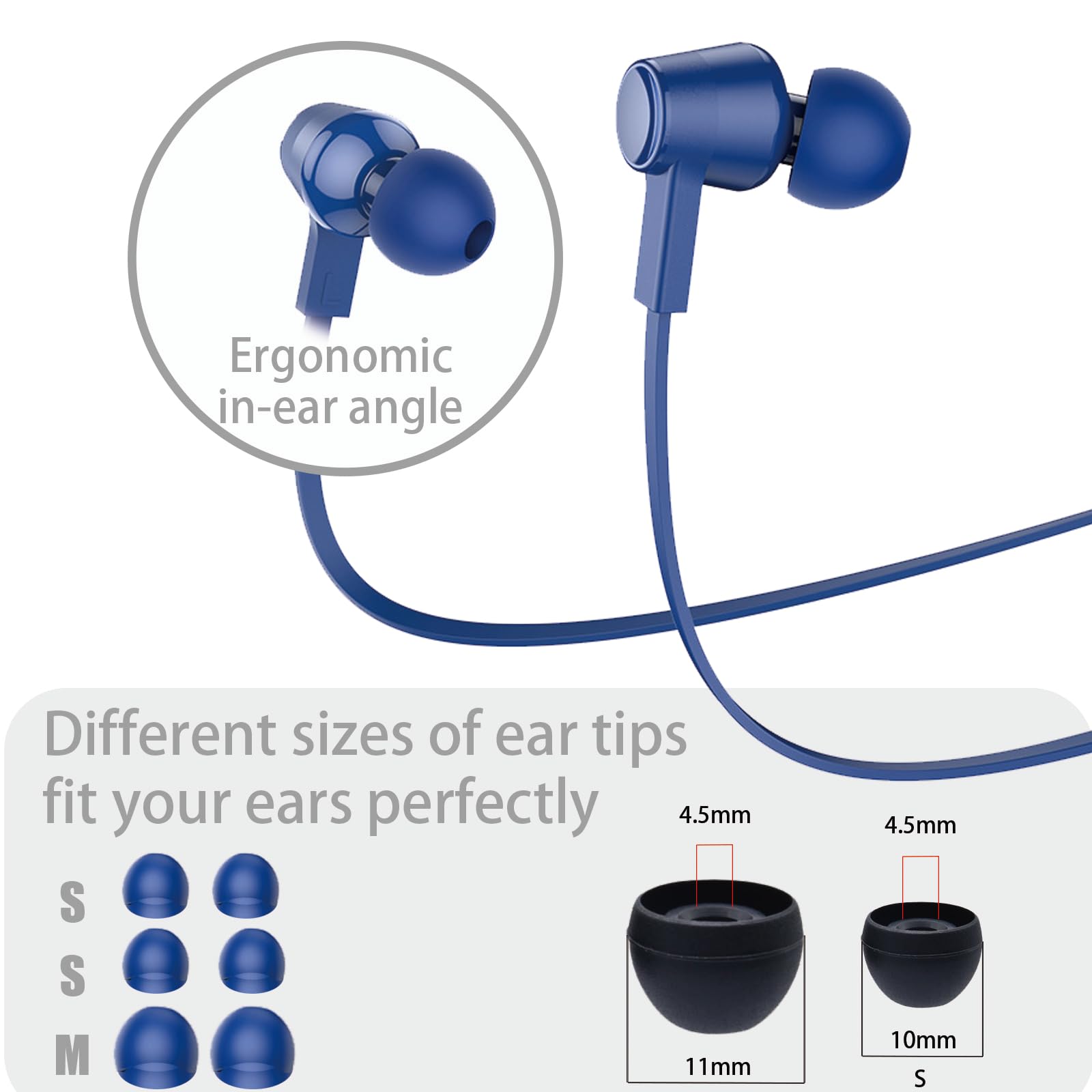 Kids Wired Earbuds with Fashionable Case - Small Ear Tips for Comfort, Aesthetic Design for School & Travel - Compatible with Phone, PC, Laptop (Blue Storm) | Perfect for Online Classes, Music & Gaming