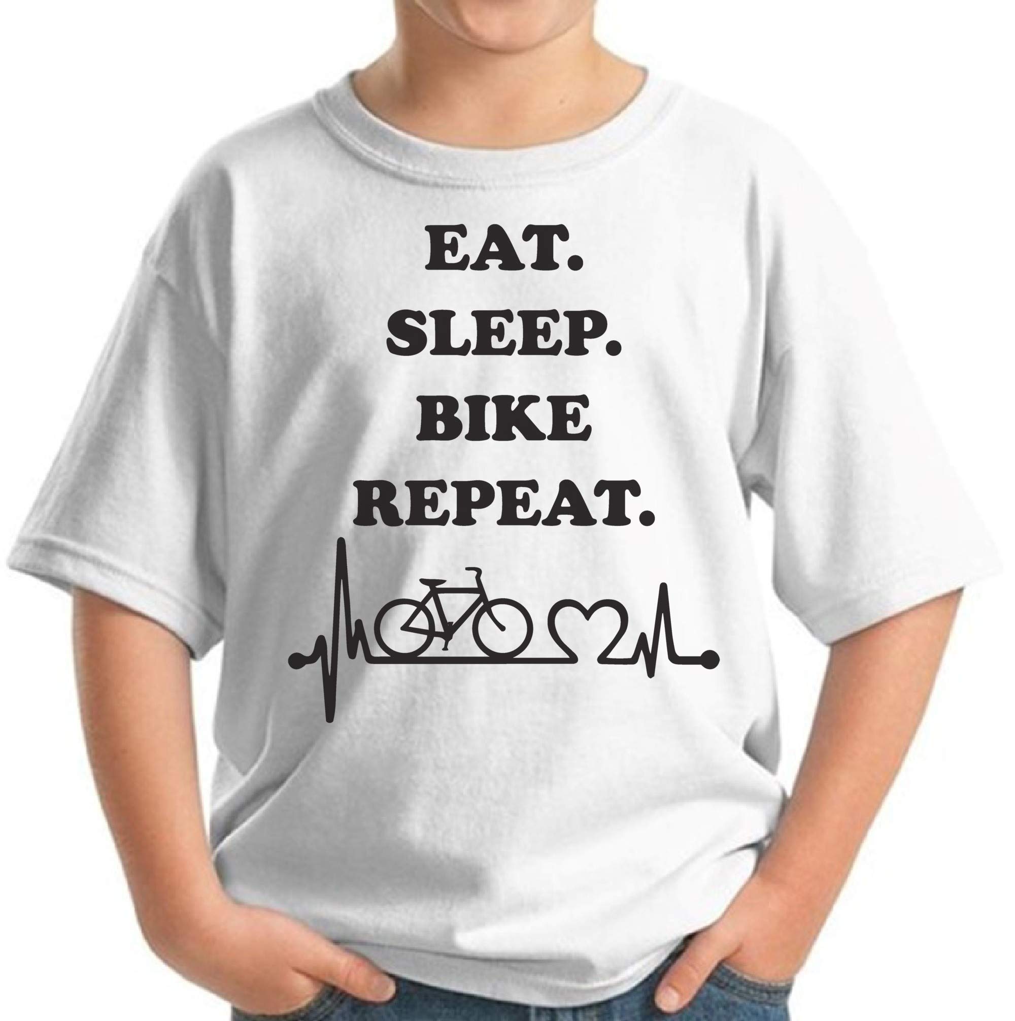 Eat Sleep Bike Kids T-Shirt - Fun Biking Themed Shirt for Boys & Girls - Perfect Gift for Young Biking Lovers - Great for Cycling, BMX, and Outdoor Adventures