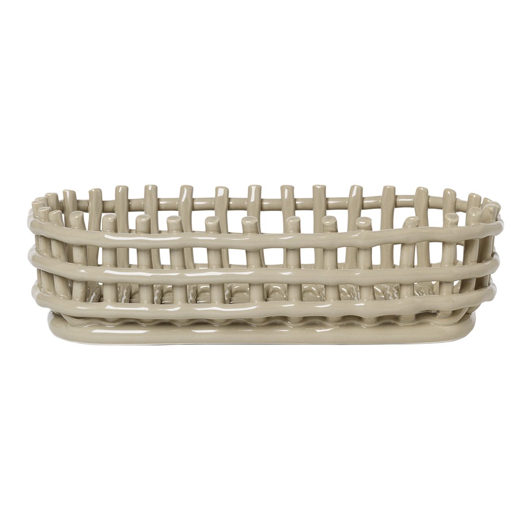 Handmade Ceramic Fruit Basket - Oval Shape for Kitchen, Dining Table, or Countertop Display - Perfect for Fruits, Bread, or Decorative Items