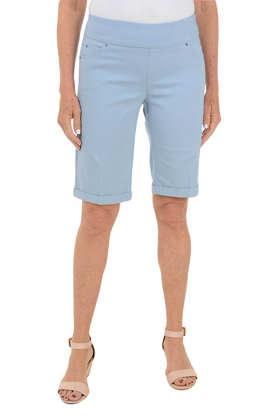 Women's Casual Pull-On Cuffed Bermuda Shorts - Stretch Comfort Fit for Summer, Beach & Lounge Wear