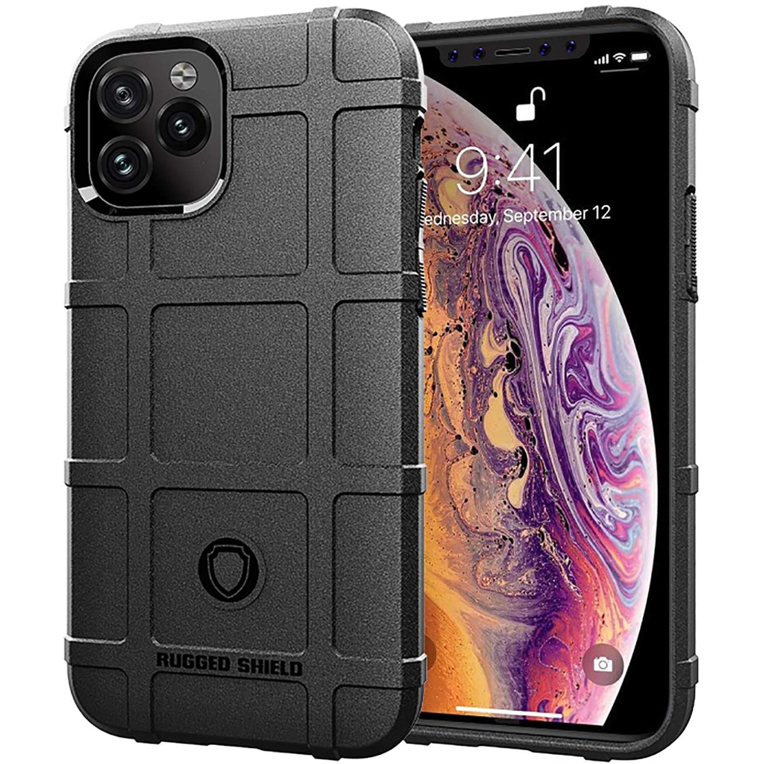 EGO TACTICAL Rugged Shield Durable TPU Phone Case for Apple iPhone 12 & 12 Pro - Shockproof & Scratch Resistant Protective Cover - Perfect for Outdoor, Work & Daily Use (Black)