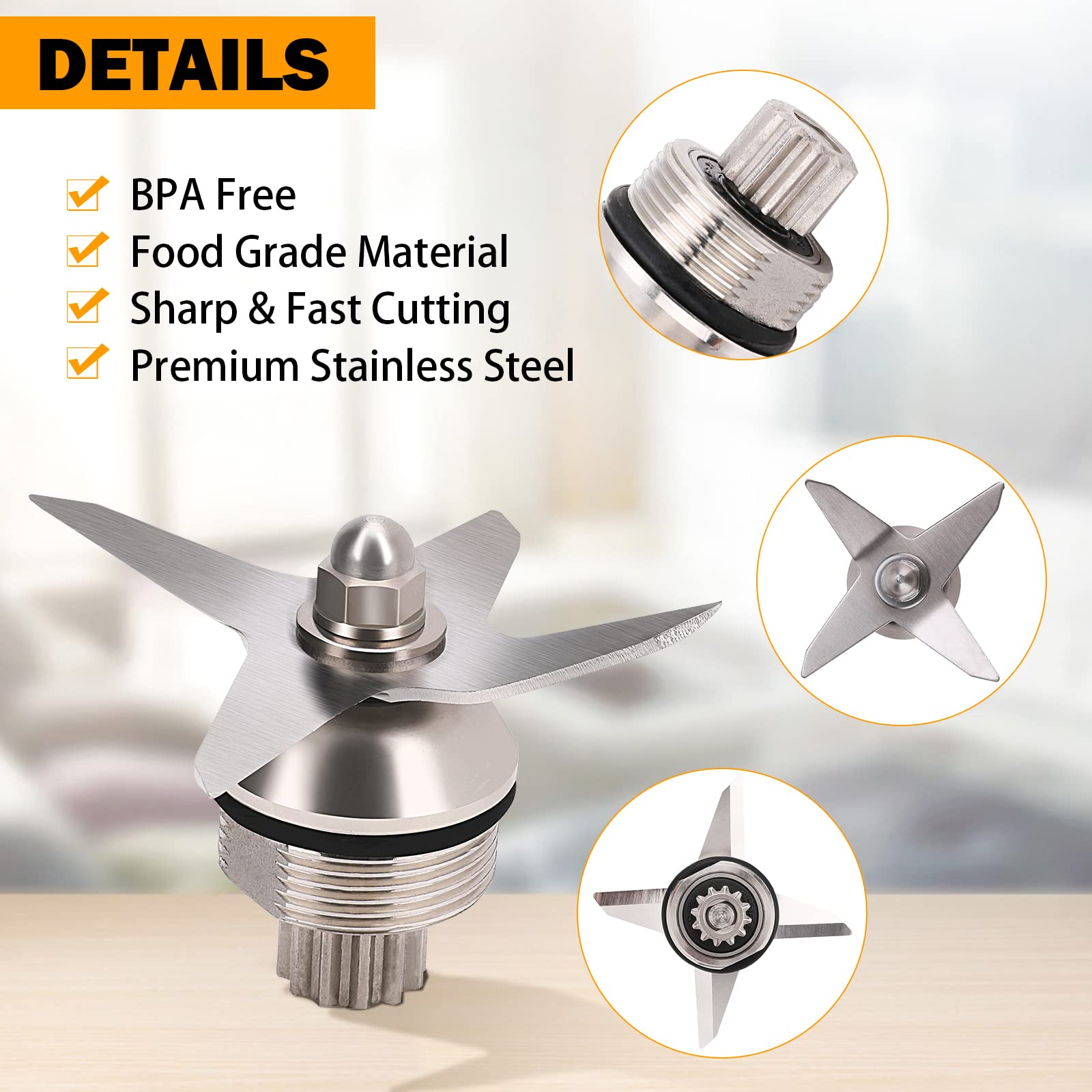 Premium Stainless Steel Wet Blender Blade Replacement for Vitamix 5200 Series - Compatible with 32oz & 64oz Containers - Durable Ice Crushing Blades for Smoothies, Soups & Kitchen Prep