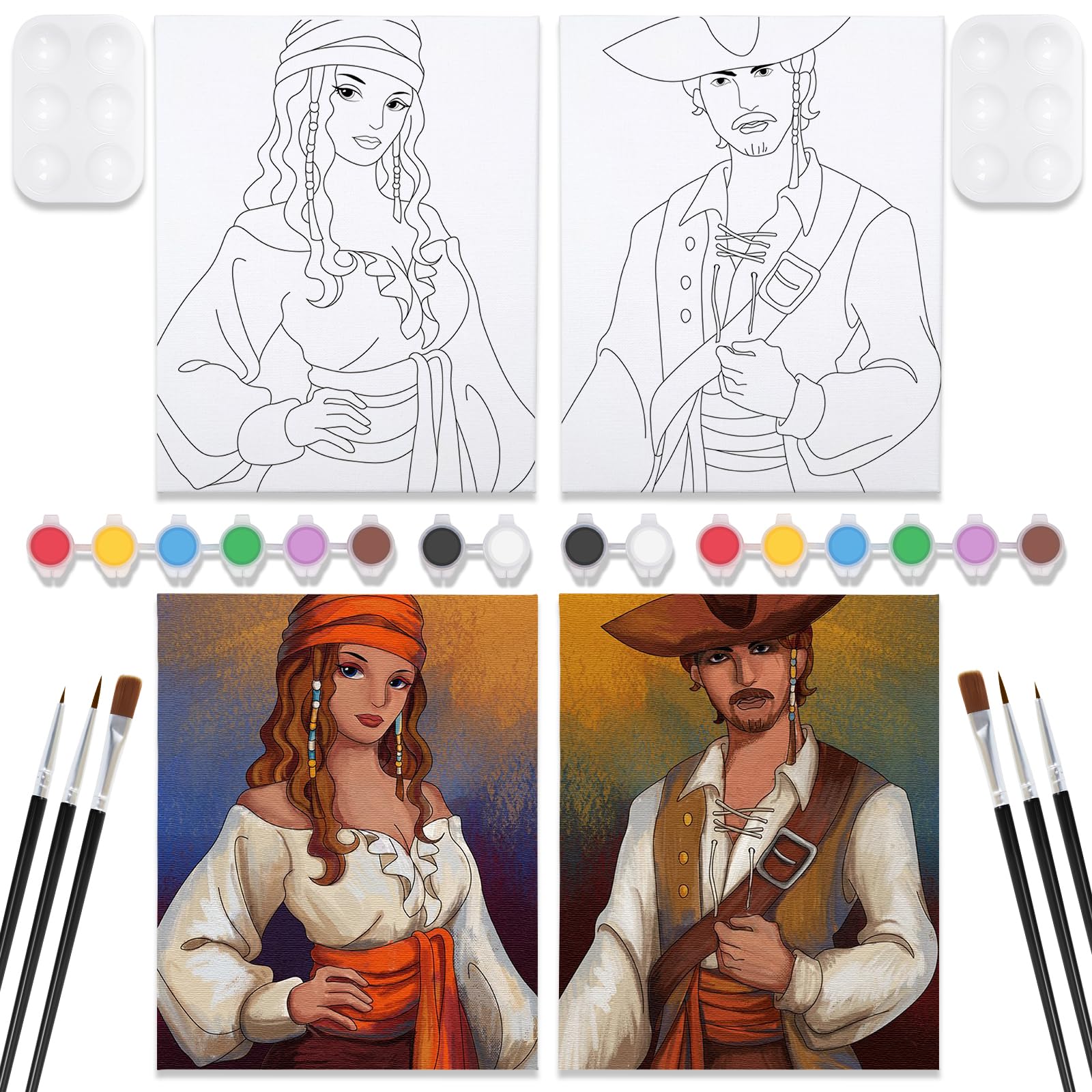 Pre-Drawn Canvas Painting Kit for Adults - DIY Sip & Paint Set with Halloween Theme (8x10) | Perfect for Date Nights, Paint Parties & Creative Home Decor