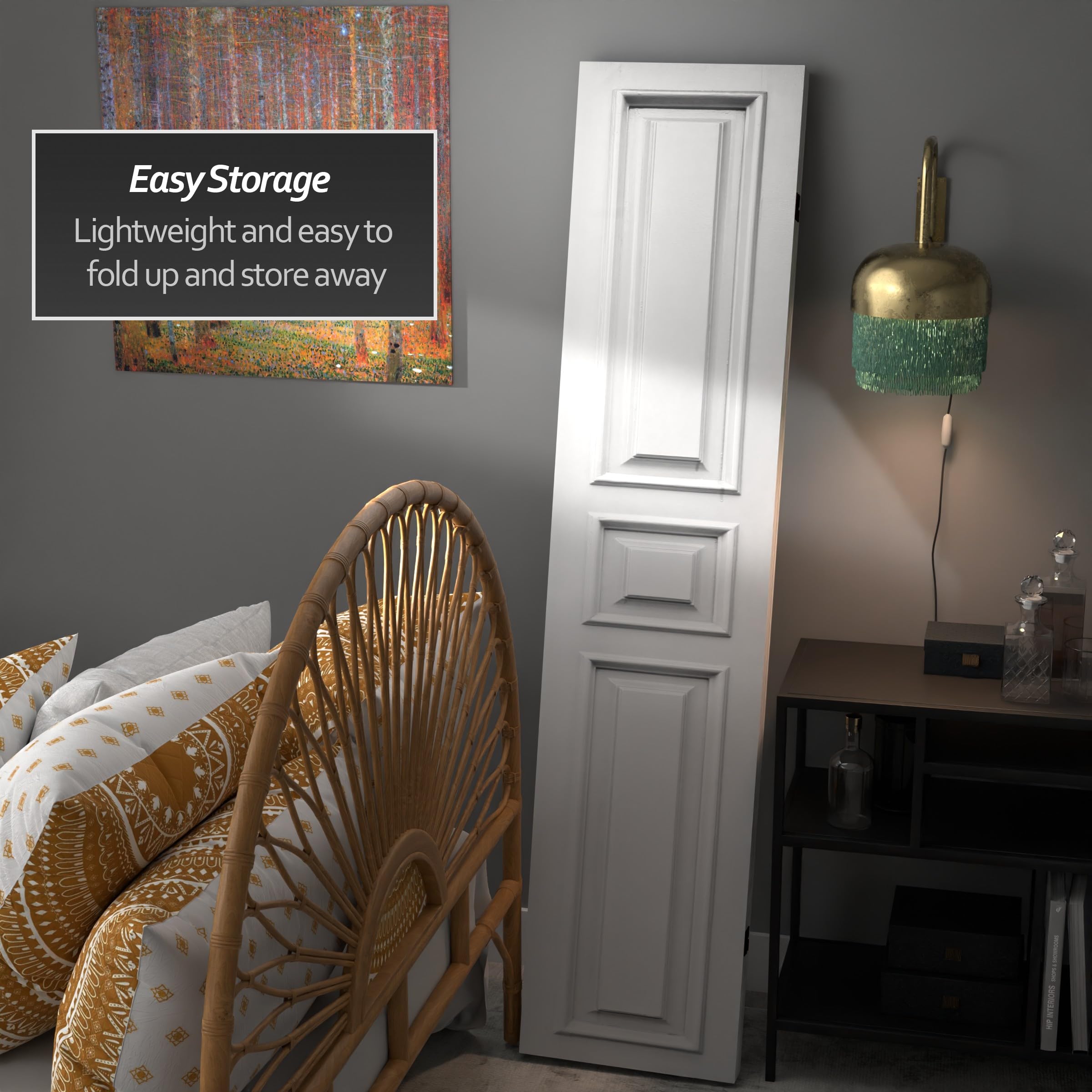 6 ft Tall Red Lantern Double-Sided Door Print Canvas Room Divider - White Door Design for Home Decor, Office Partition & Wedding Backdrop