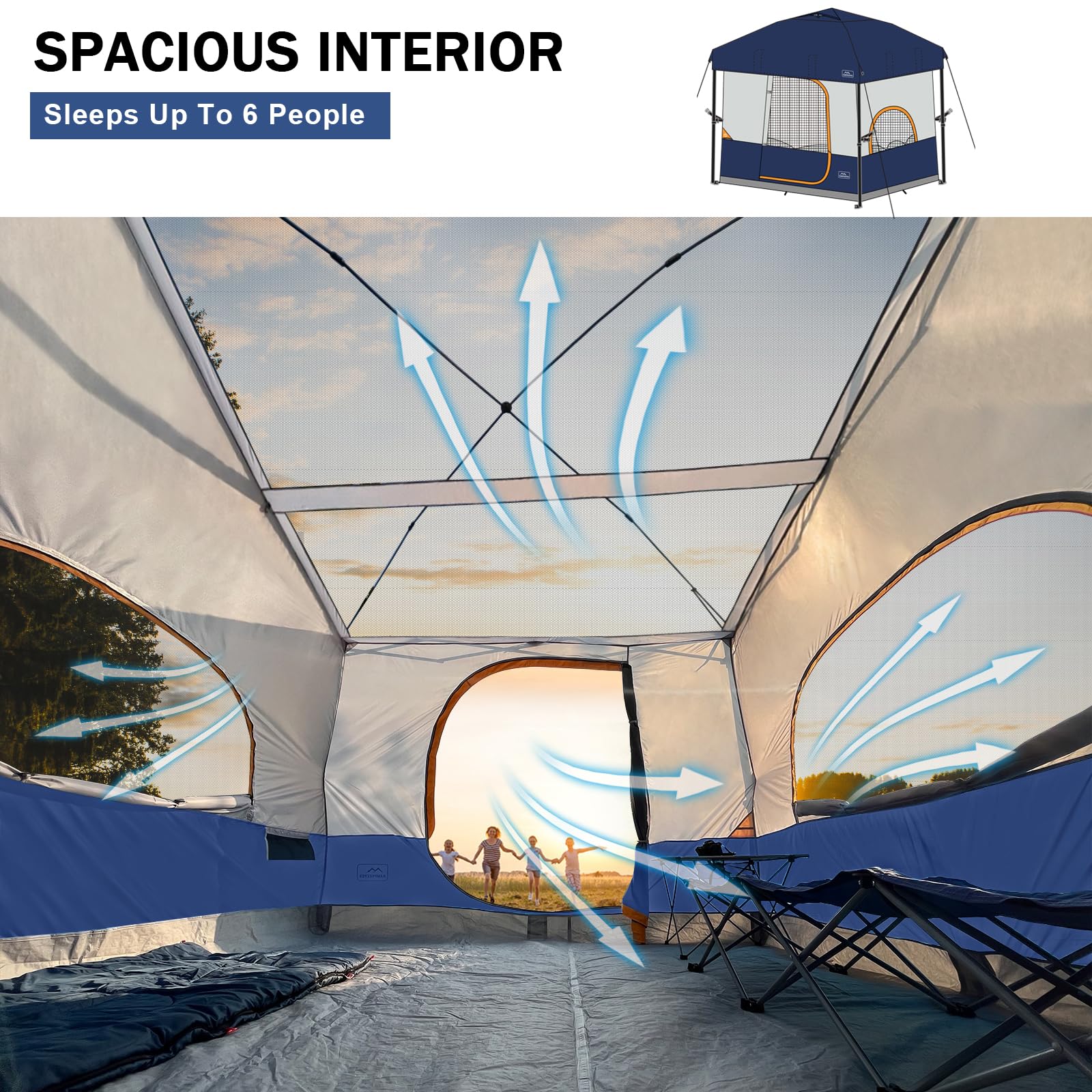 KAMPKEEPER 6-Person Camping Tent - 10x10 FT Pop Up Canopy Tent with Removable Inner Tent | Converts Straight Leg Canopy to Camping Shelter | Includes Frame & Fully Vented Roof | Perfect for Family Camping, Backpacking & Outdoor Adventures