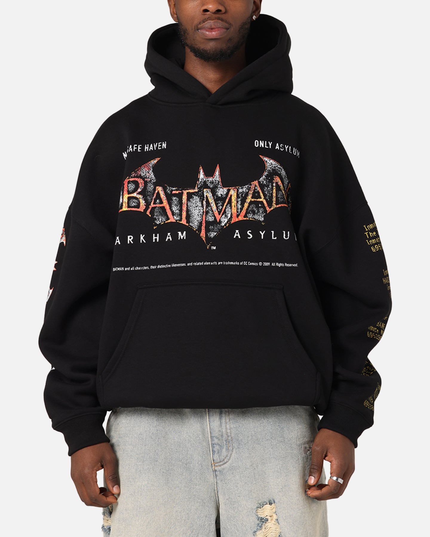 73 Studio X DC Batman Arkham Asylum Premium Hoodie Black - Official Licensed Batman Hooded Sweatshirt for Men & Women - Perfect for Cosplay, Gaming & Comic Con Events