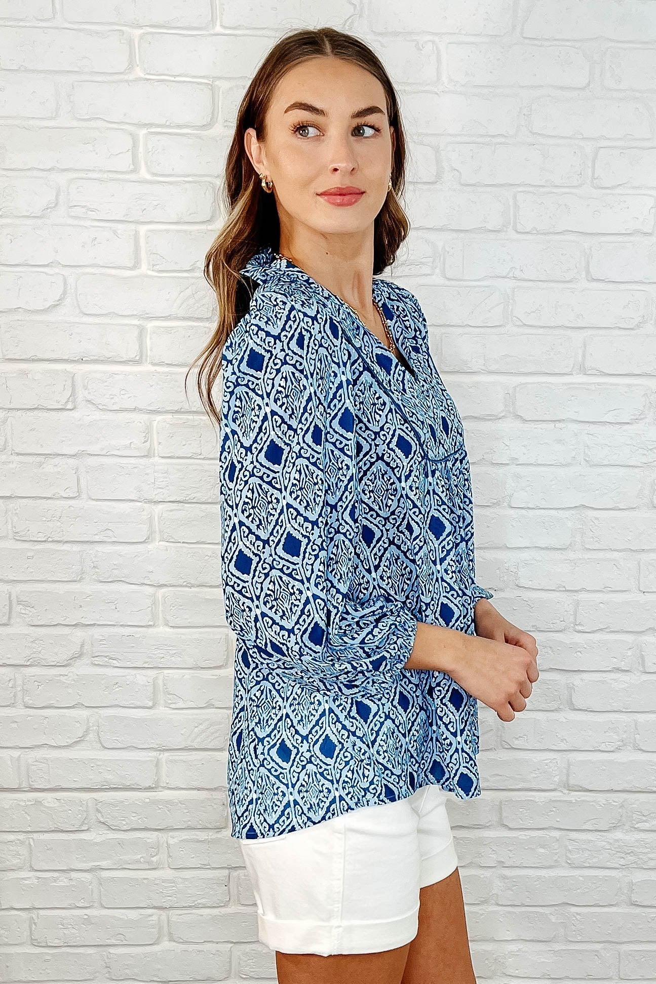Floral Babydoll Blouse with Heart Design - Romantic Feminine Top for Date Night & Spring Outfits