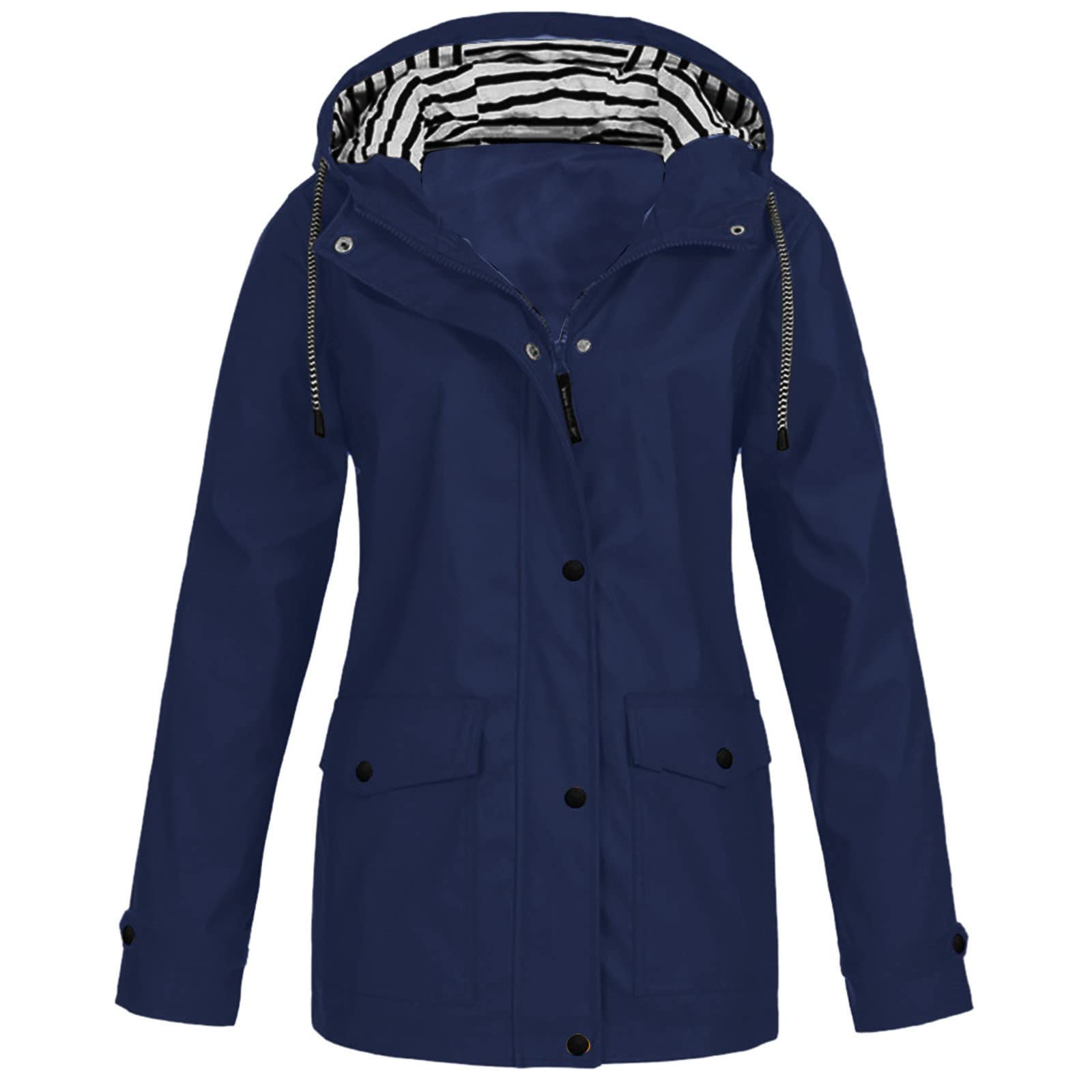 Women's Waterproof Windbreaker Jacket - Lightweight Hooded Raincoat for Outdoor Travel & Hiking - Plus Size Windproof Rain Jacket for All Weather Protection