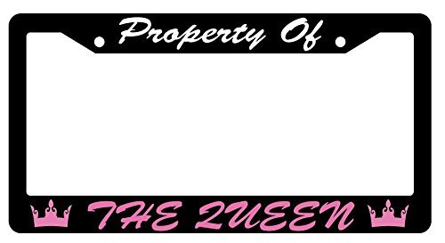 Property Of The Queen Pink & Black Plastic License Plate Frame - Durable Car Accessory for Cars, Trucks & SUVs - Perfect for Personalization & Vehicle Decoration
