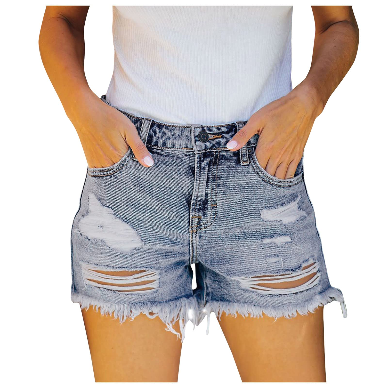 Women's Plus Size Ripped Straight Jeans with Colorful Zipper Pockets - Distressed Washed Denim for Casual & Business Wear