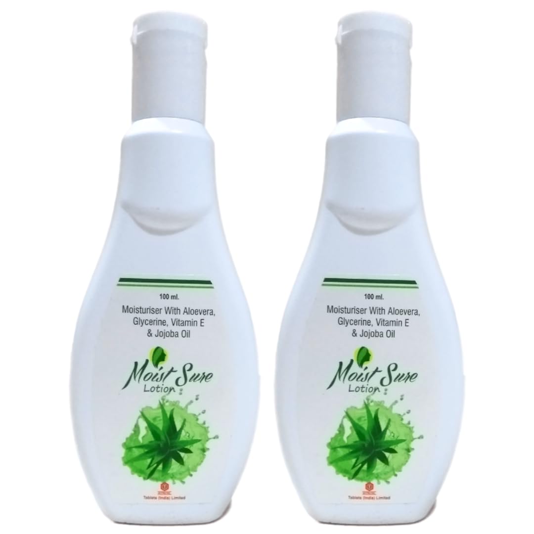 Moist Sure Lotion - Hydrating Body Lotion with Aloe Vera, Glycerin, Vitamin E & Jojoba Oil for Deep Nourishment & Dry Skin Care (Pack of 2) | Perfect for Daily Moisturizing, After Shower & Winter Skin Protection