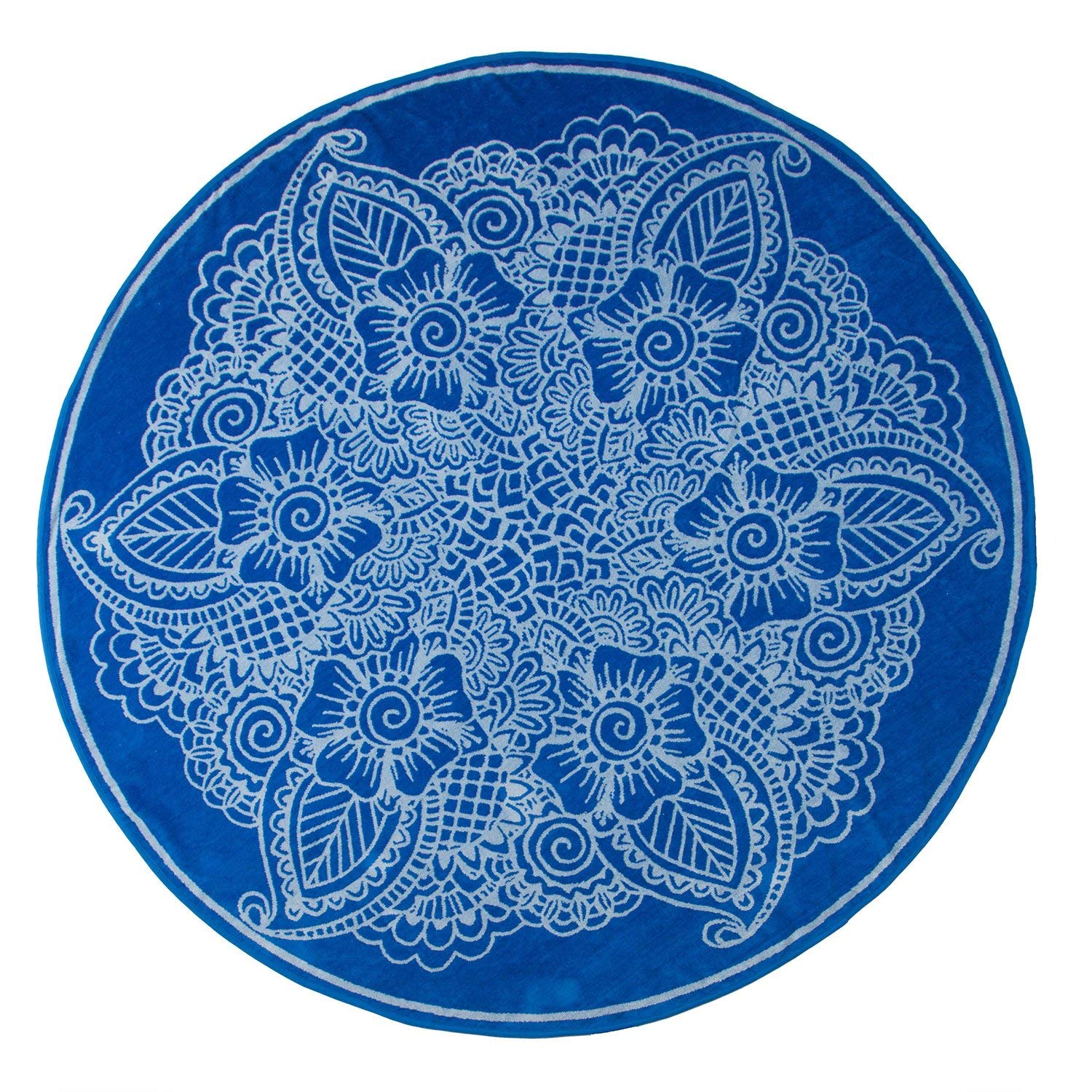Trendy Round Beach Towel 100% Pure Cotton - Soft & Absorbent for Pool, Beach & Picnic - Boho Style Summer Essential for Women & Men