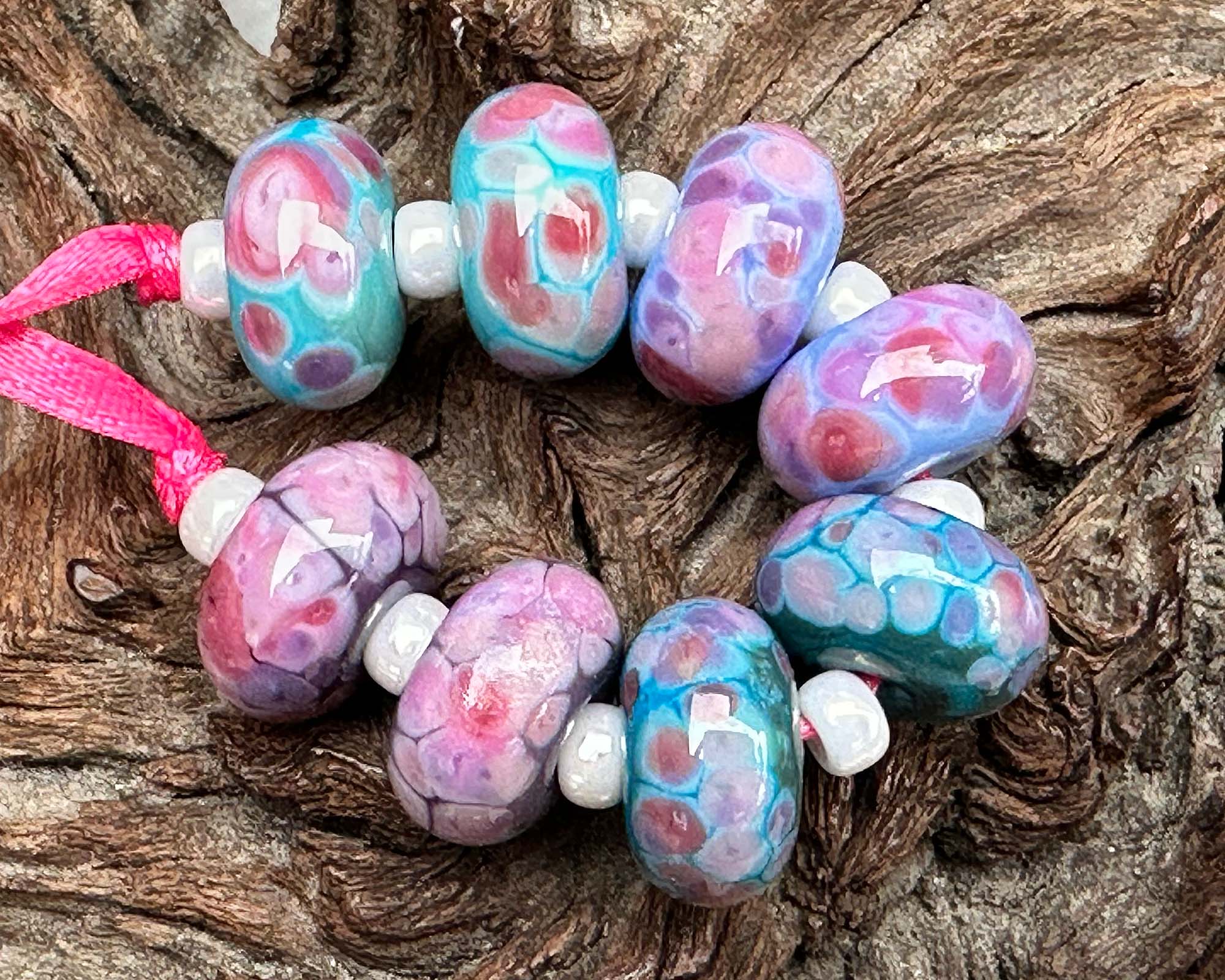 8 Petals & Ocean Lampwork Glass Beads Set for Jewelry Making - DIY Bracelets, Necklaces, and Earrings - Handmade Artisan Beads for Crafting and Gifts