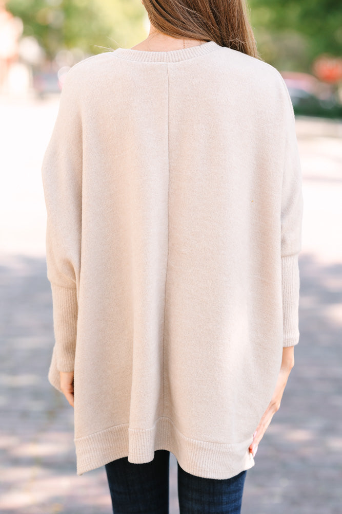 Always Fun Taupe Brown Tunic Top for Women - Casual Long Blouse with Side Slits - Perfect for Work, Weekend Outings & Layering